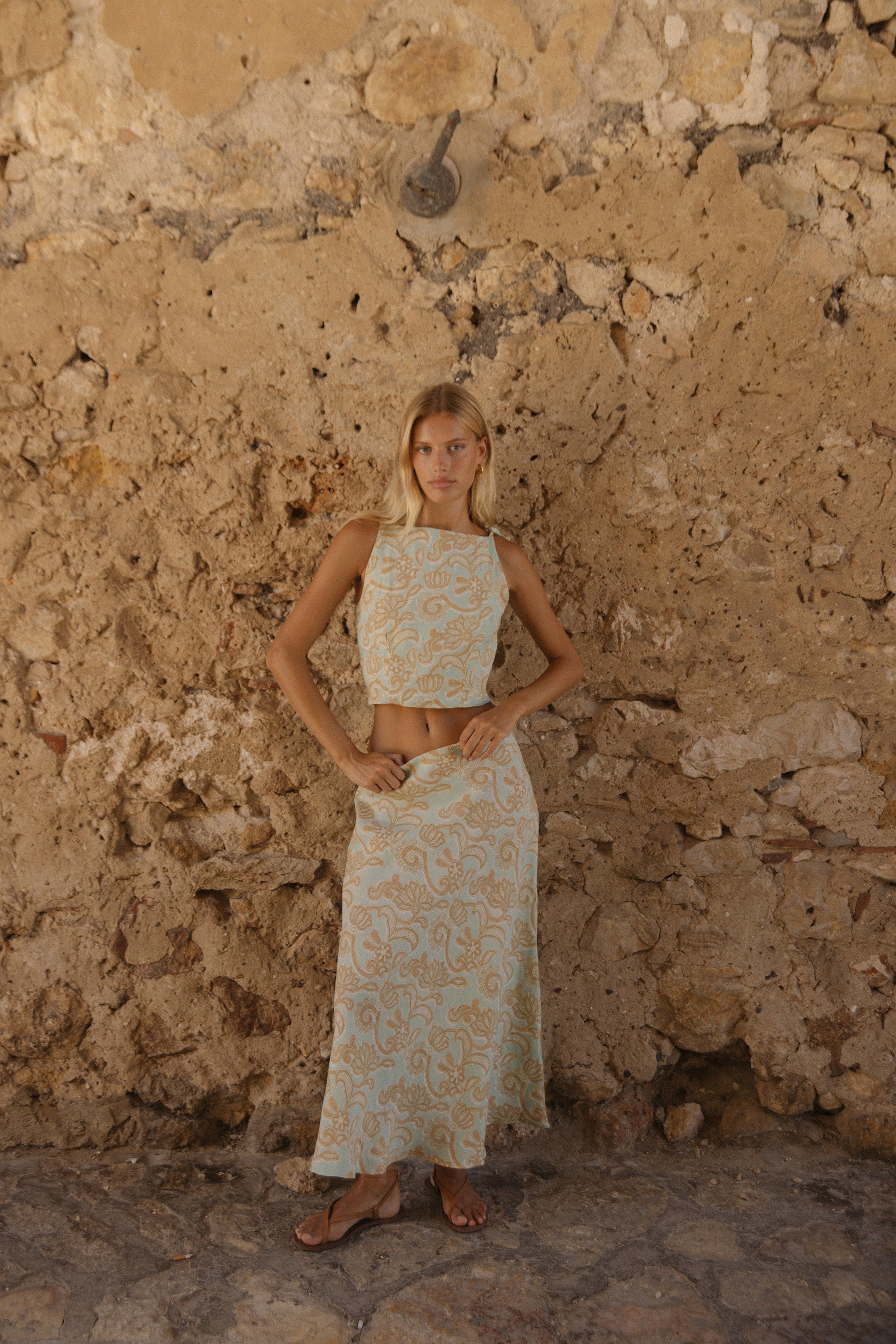Layla Top - Brocade Mint