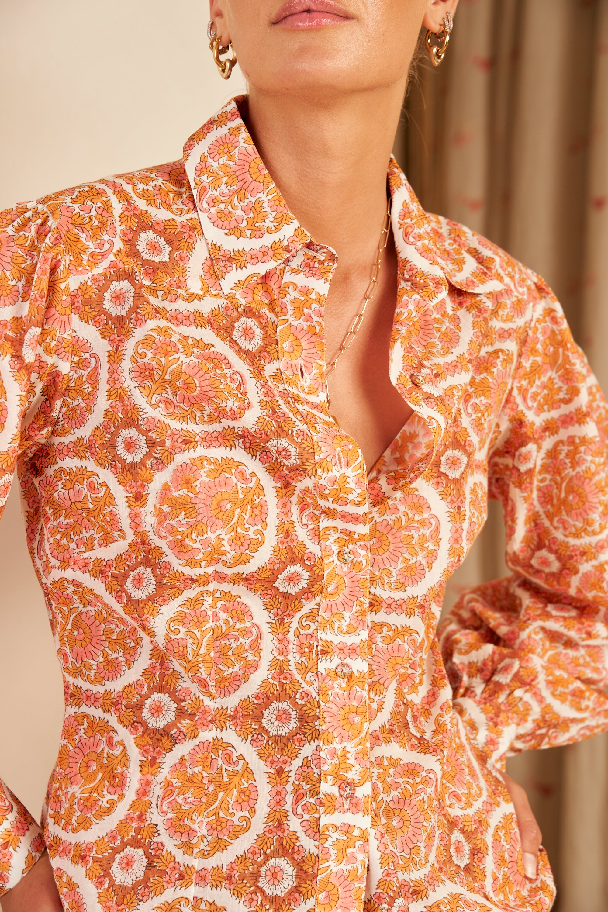 Evelyn Long Sleeve Fitted Shirt, Cabana