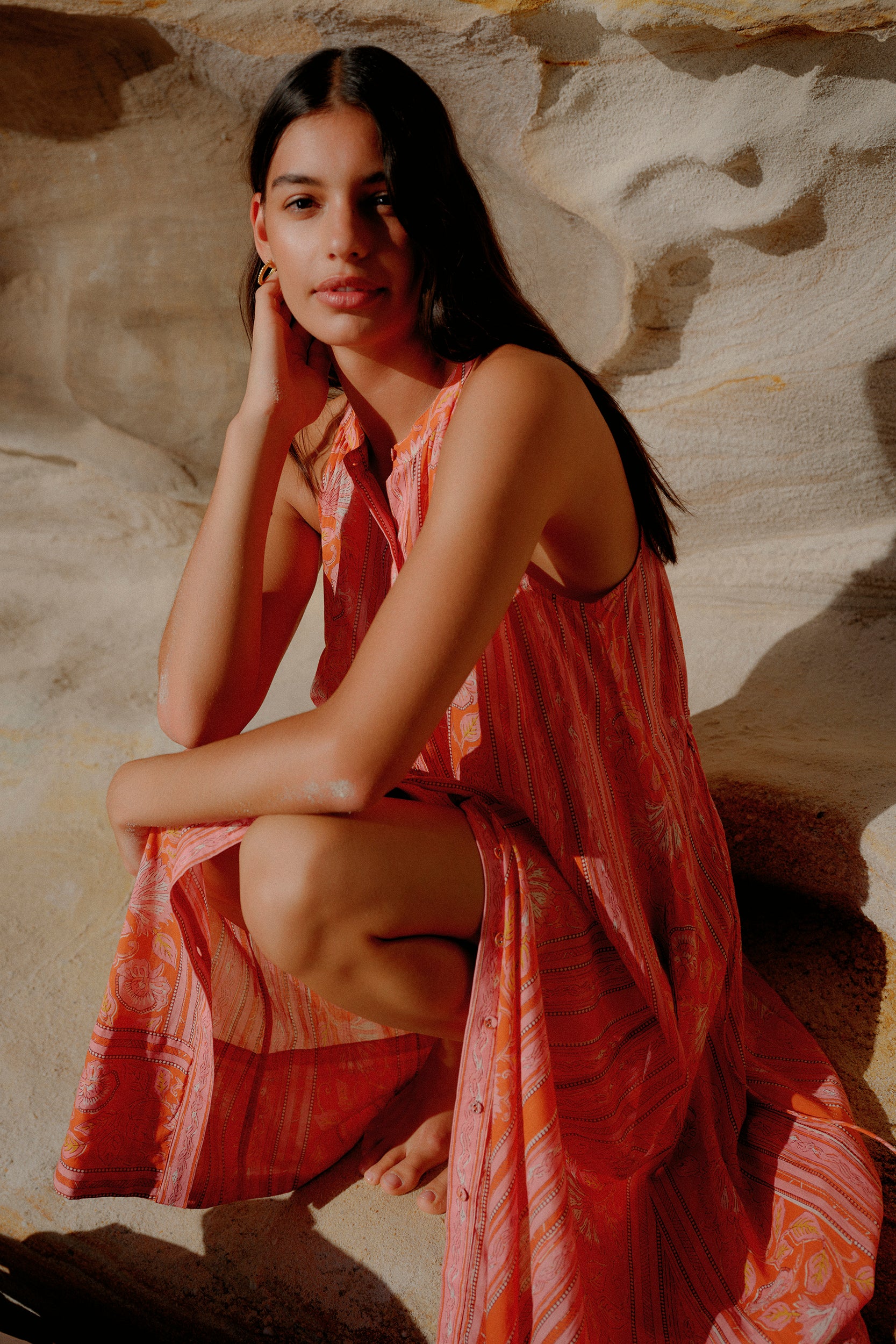 Isha Dress - Spring Daisy Crimson