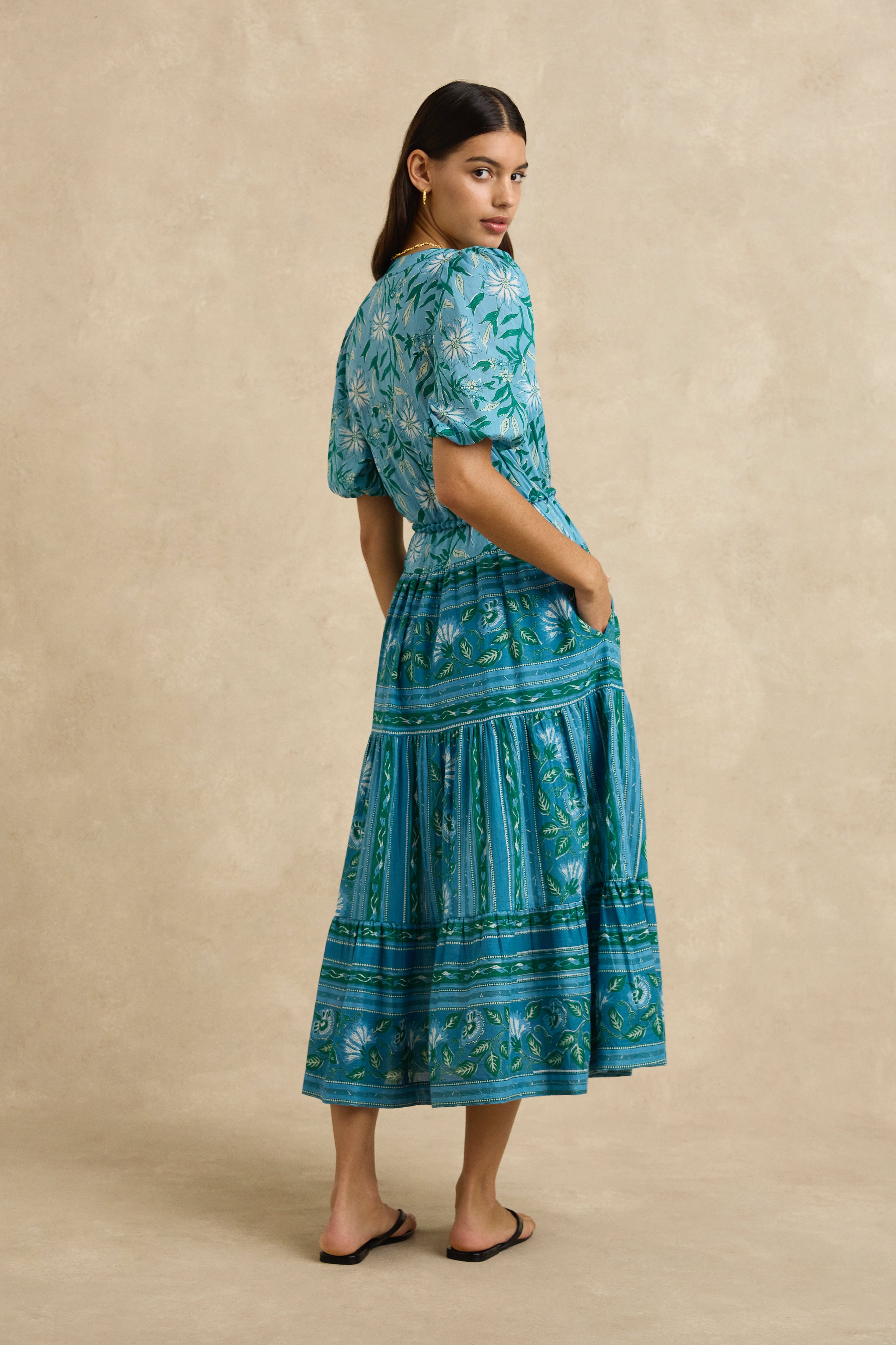 Anyeta Dress - Spring Daisy Blue