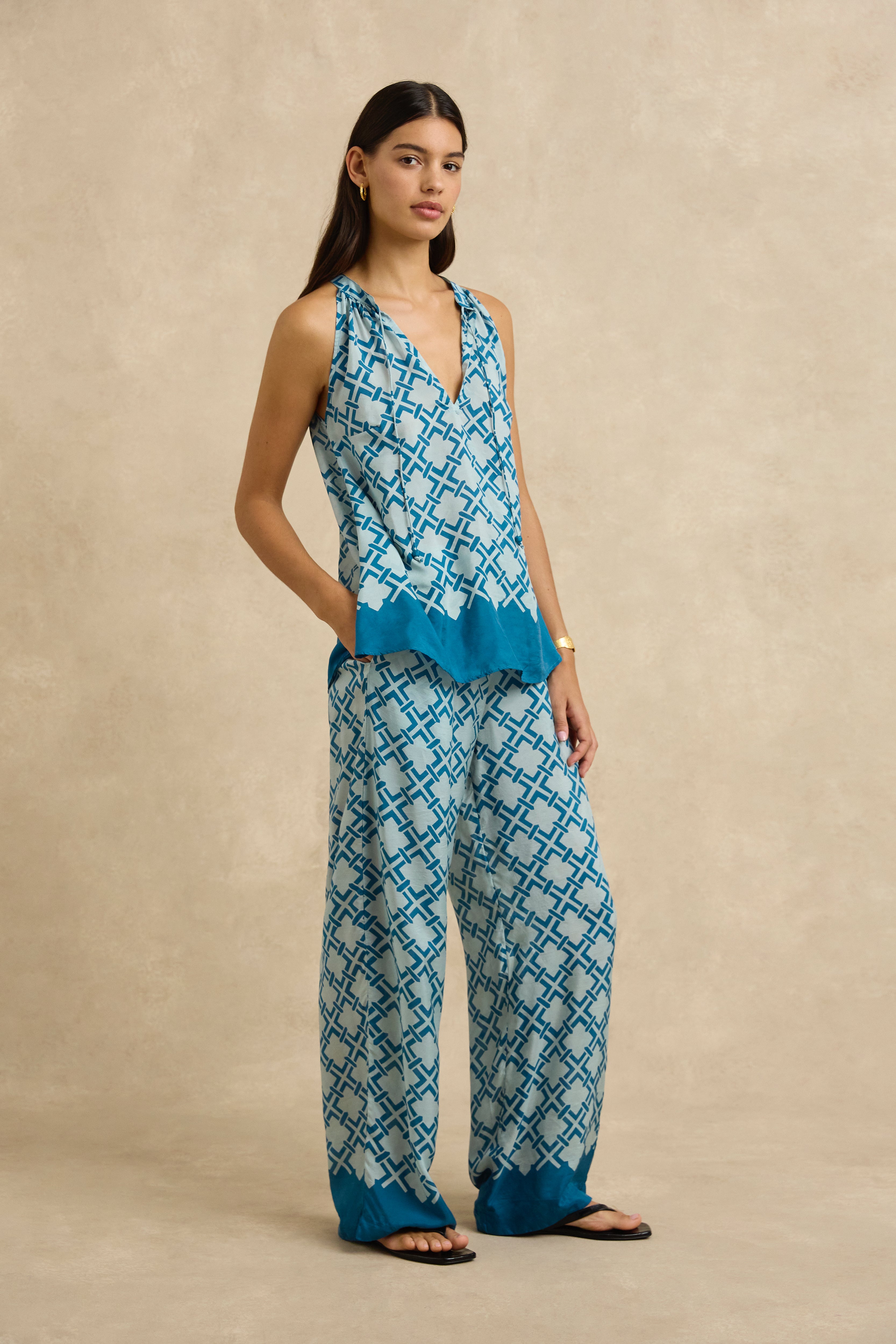 Asha Top - Lattice Blue