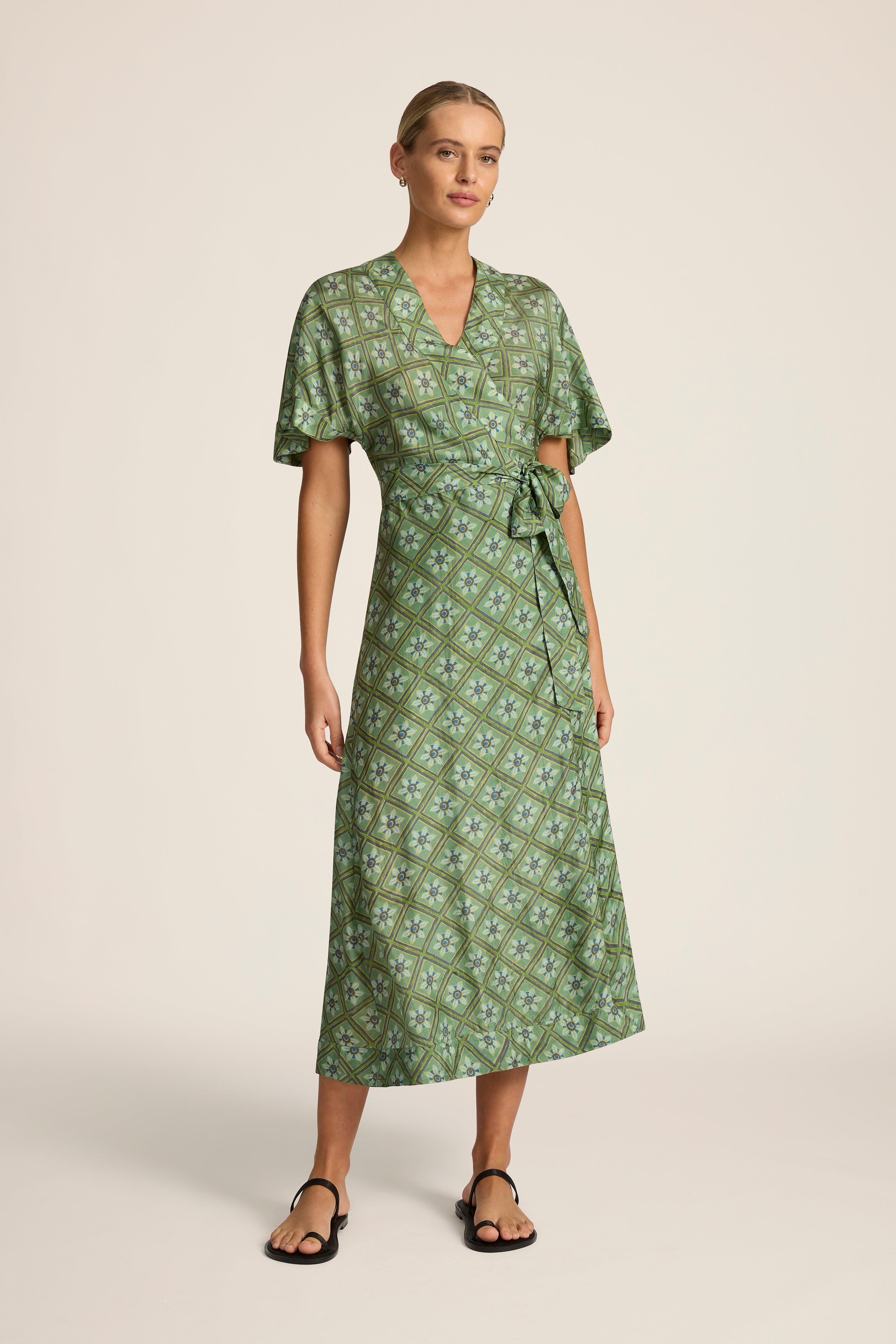Clementine Midi Wrap Dress - Talavera Emerald