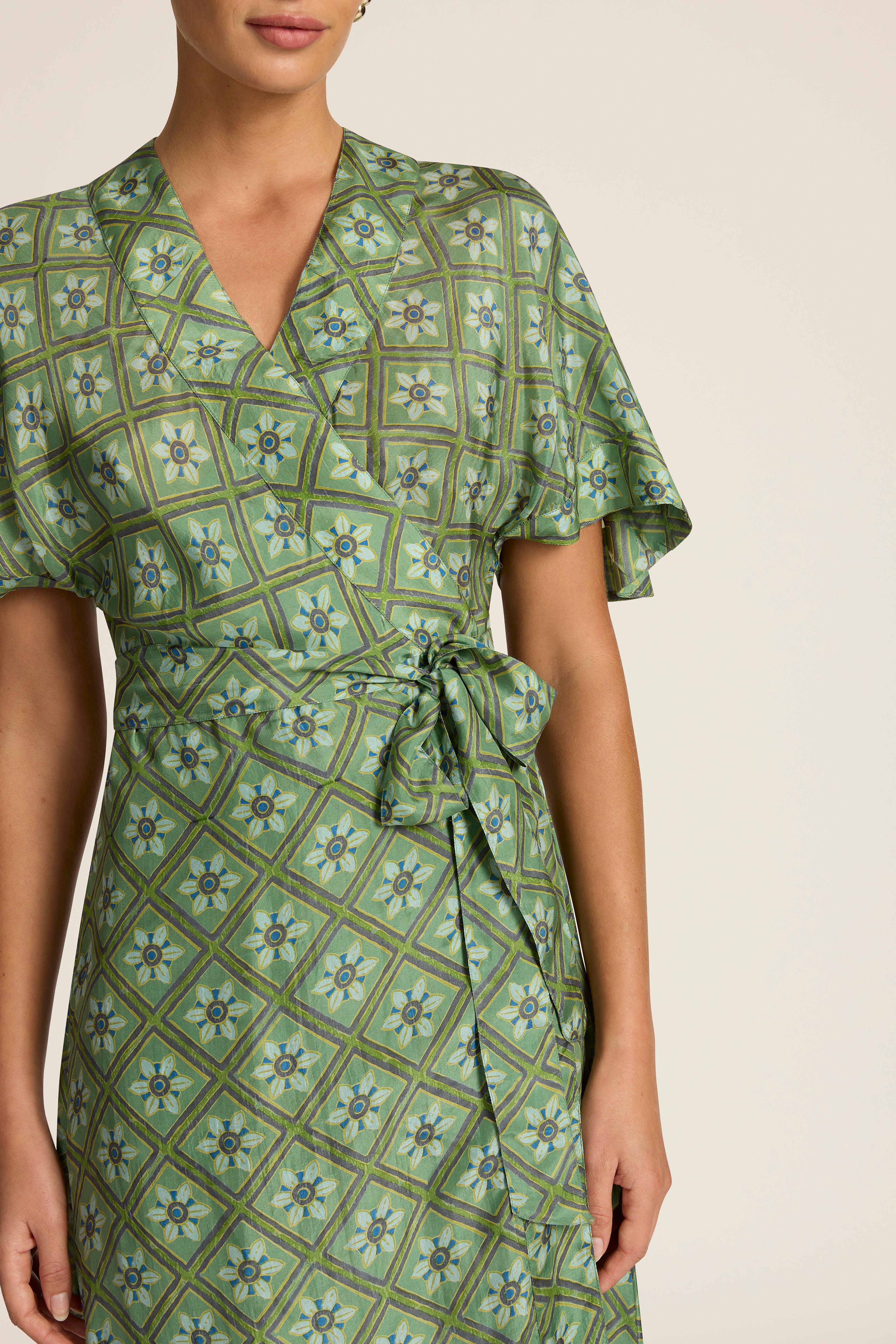 Clementine Midi Wrap Dress - Talavera Emerald