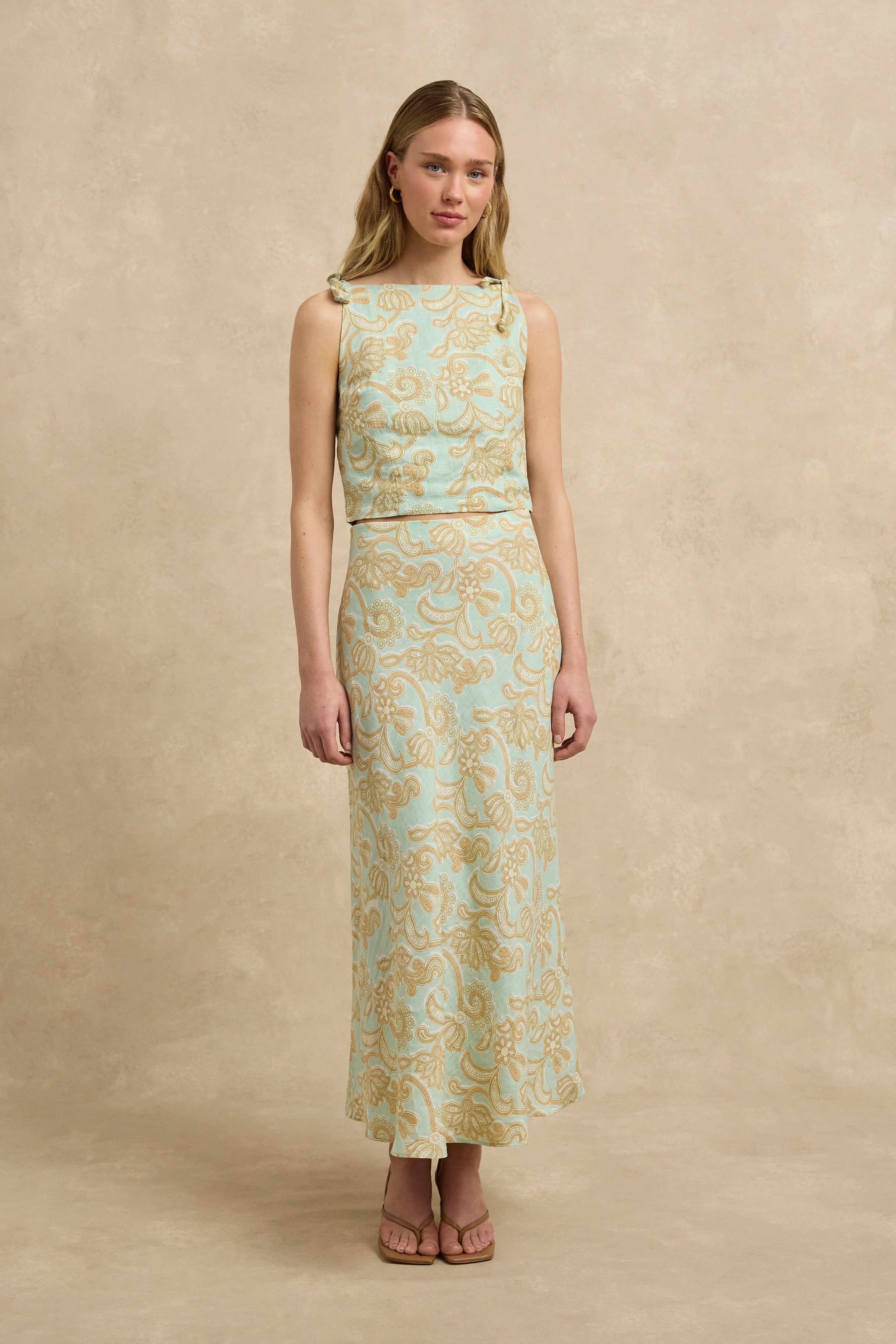 Layla Top - Brocade Mint