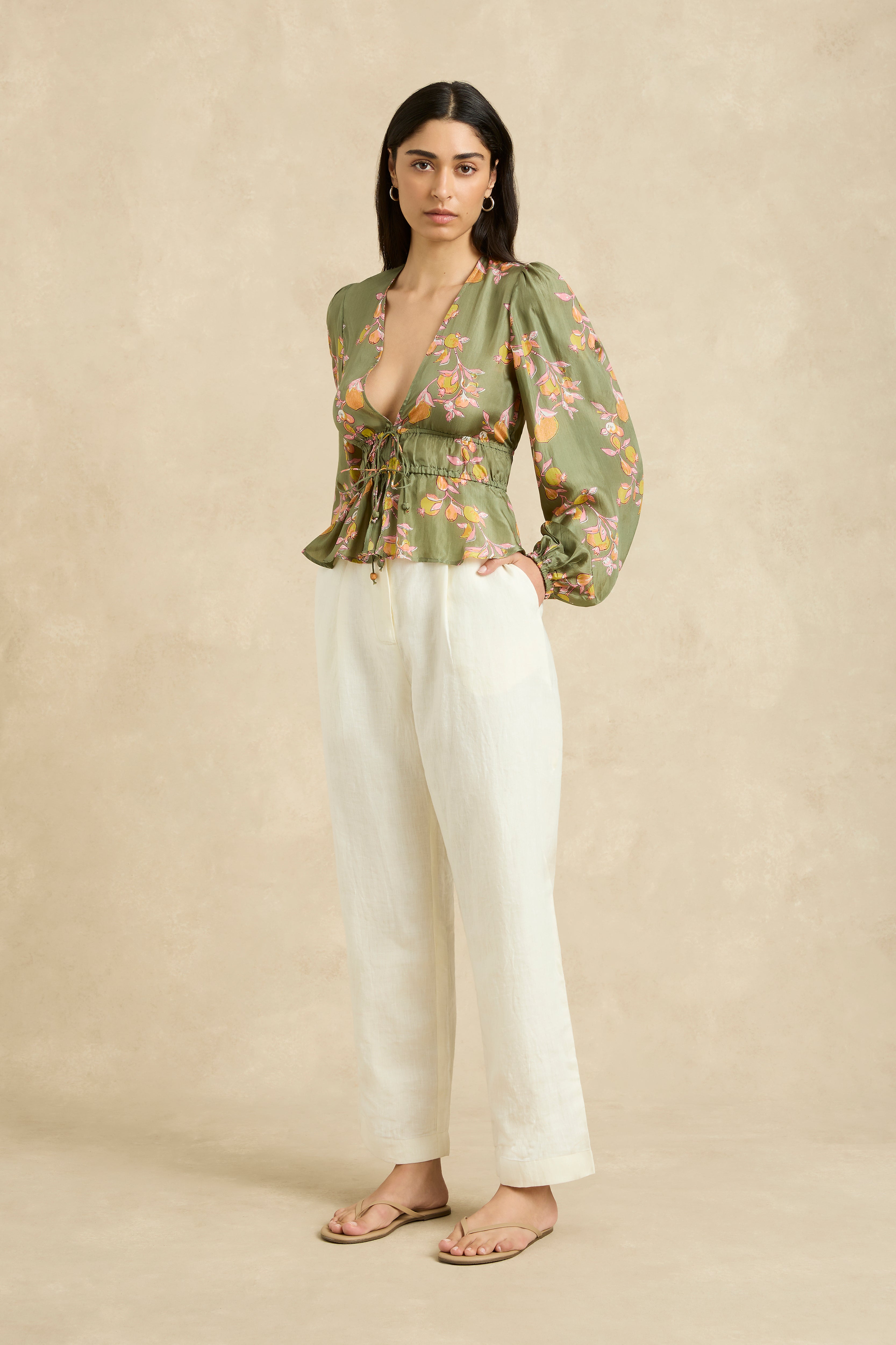 Lola Blouse - Pomegranate Khaki