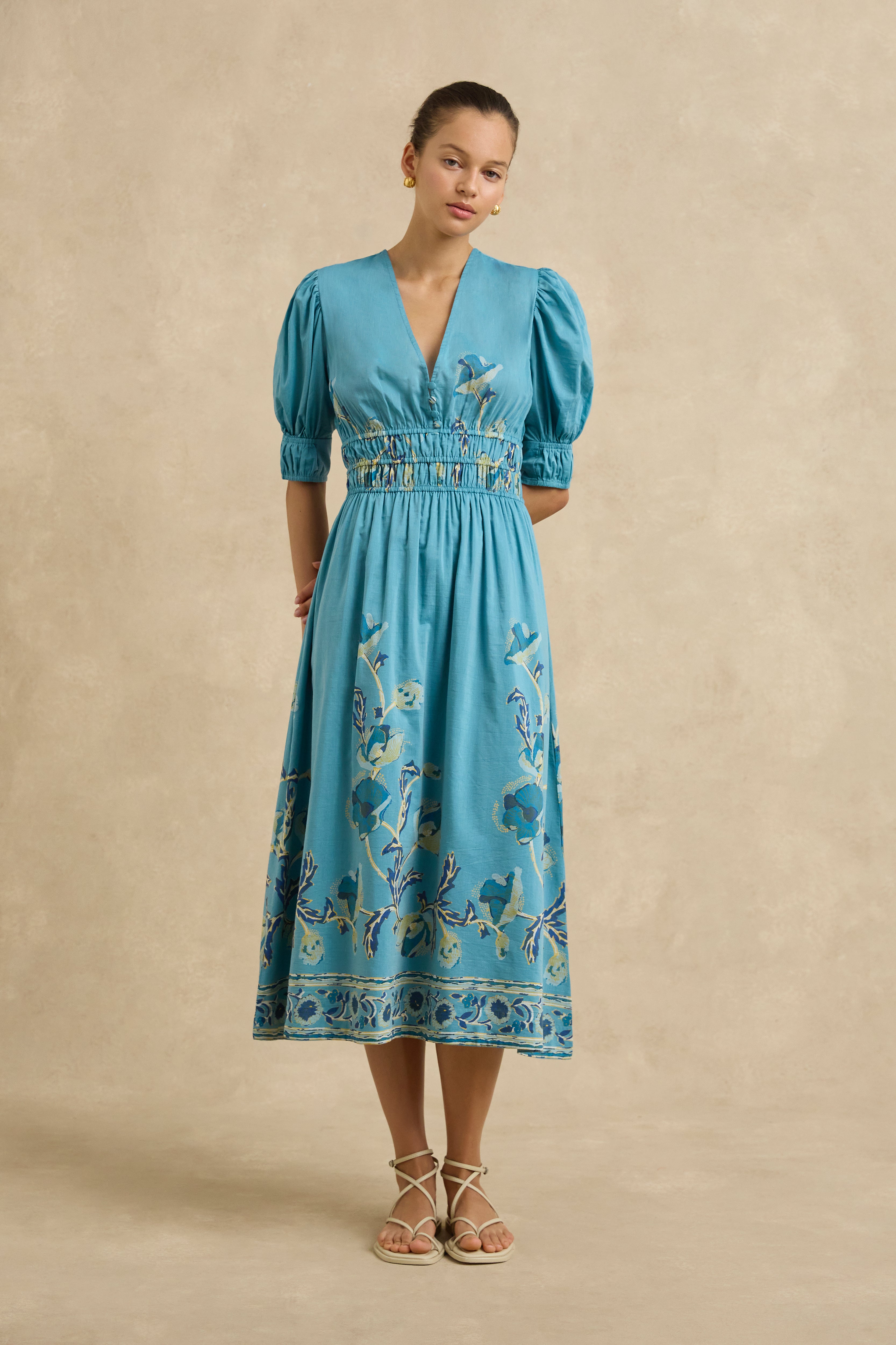 Salena Dress - Hibiscus Bloom Blue