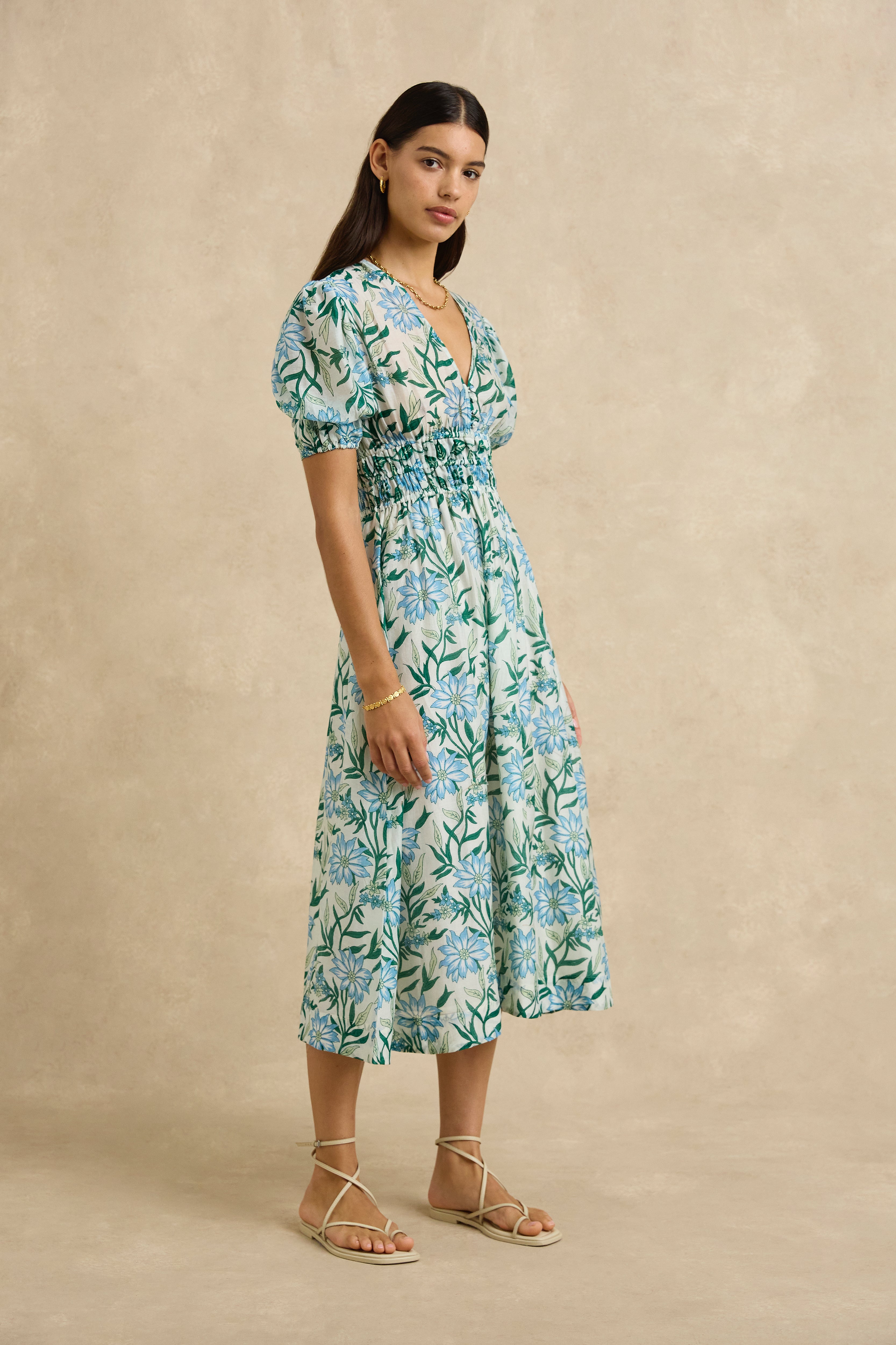 Salena Dress - Spring Daisy Light Blue