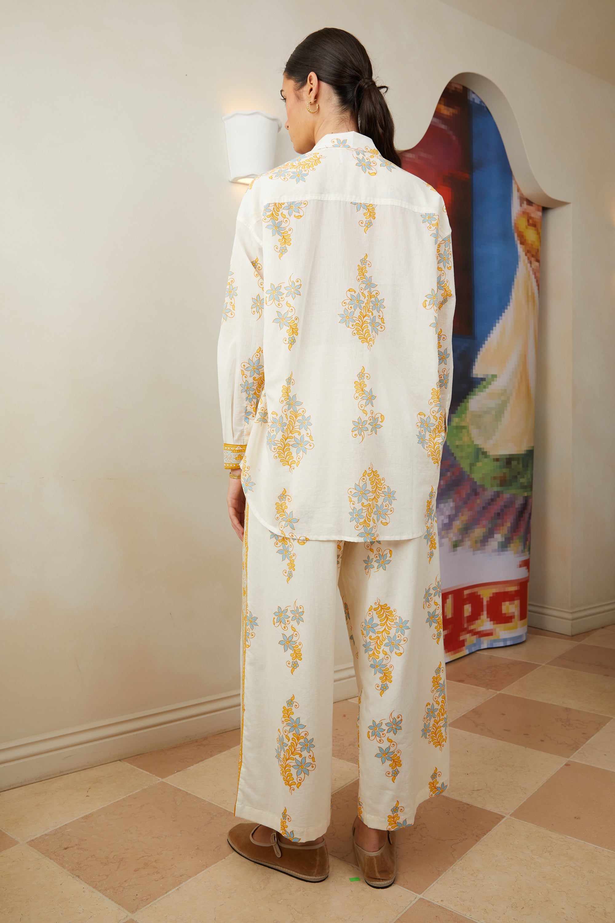 Emmy Printed Cotton Pants - Golden