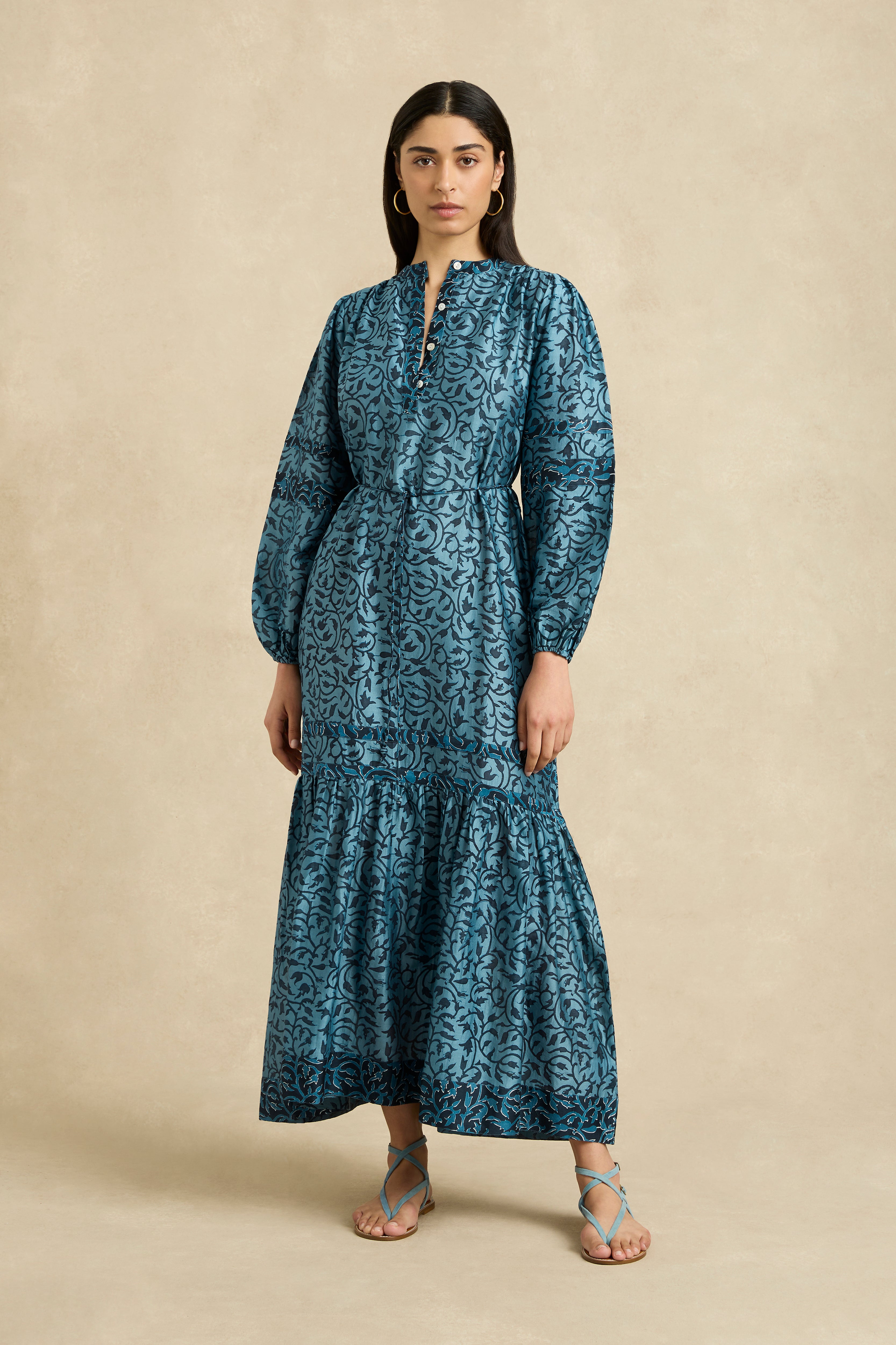 Viviana Dress - Midnight Vine Indigo