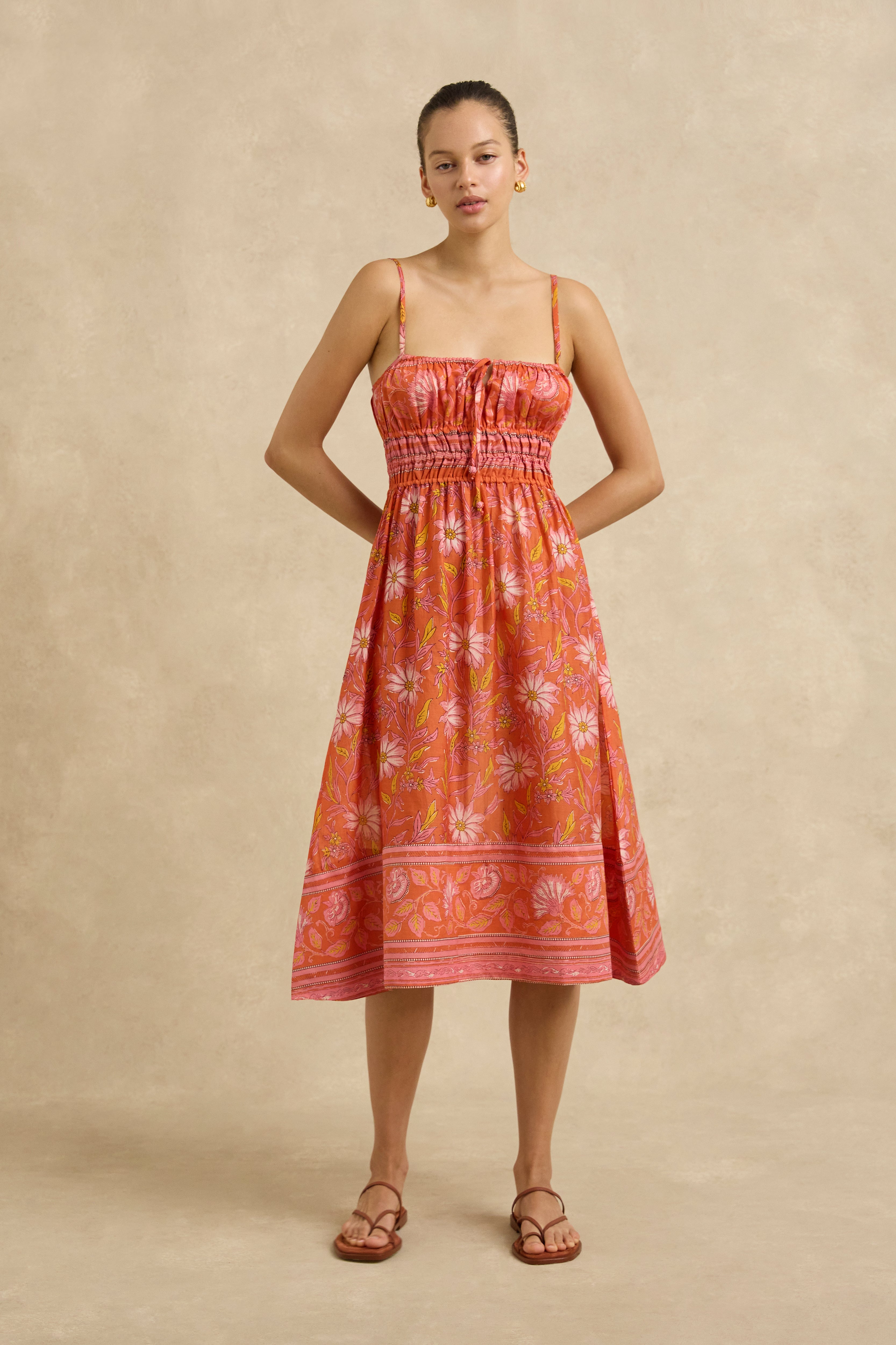 Yolanda Dress - Spring Daisy Crimson