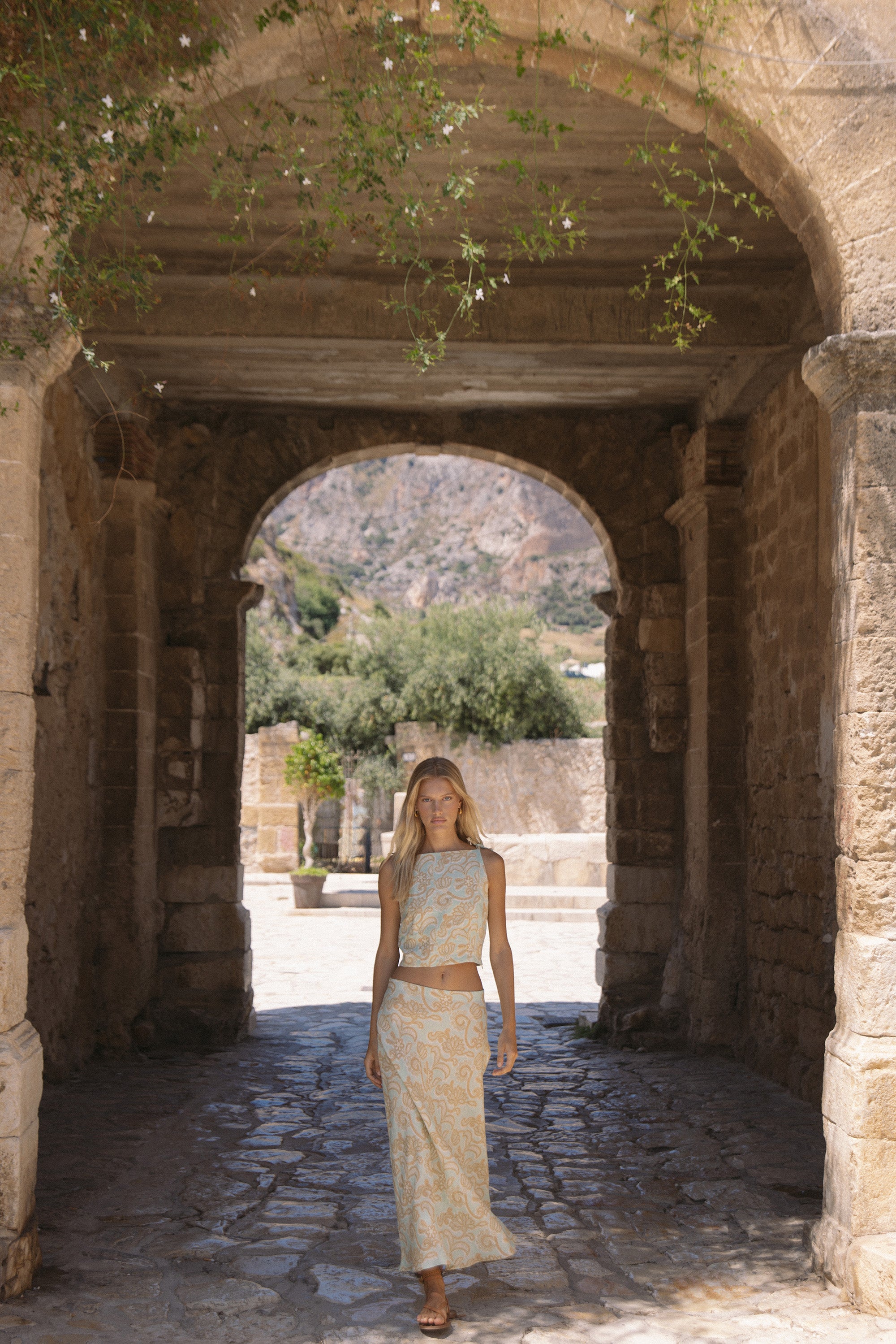 Lali Skirt - Brocade Mint