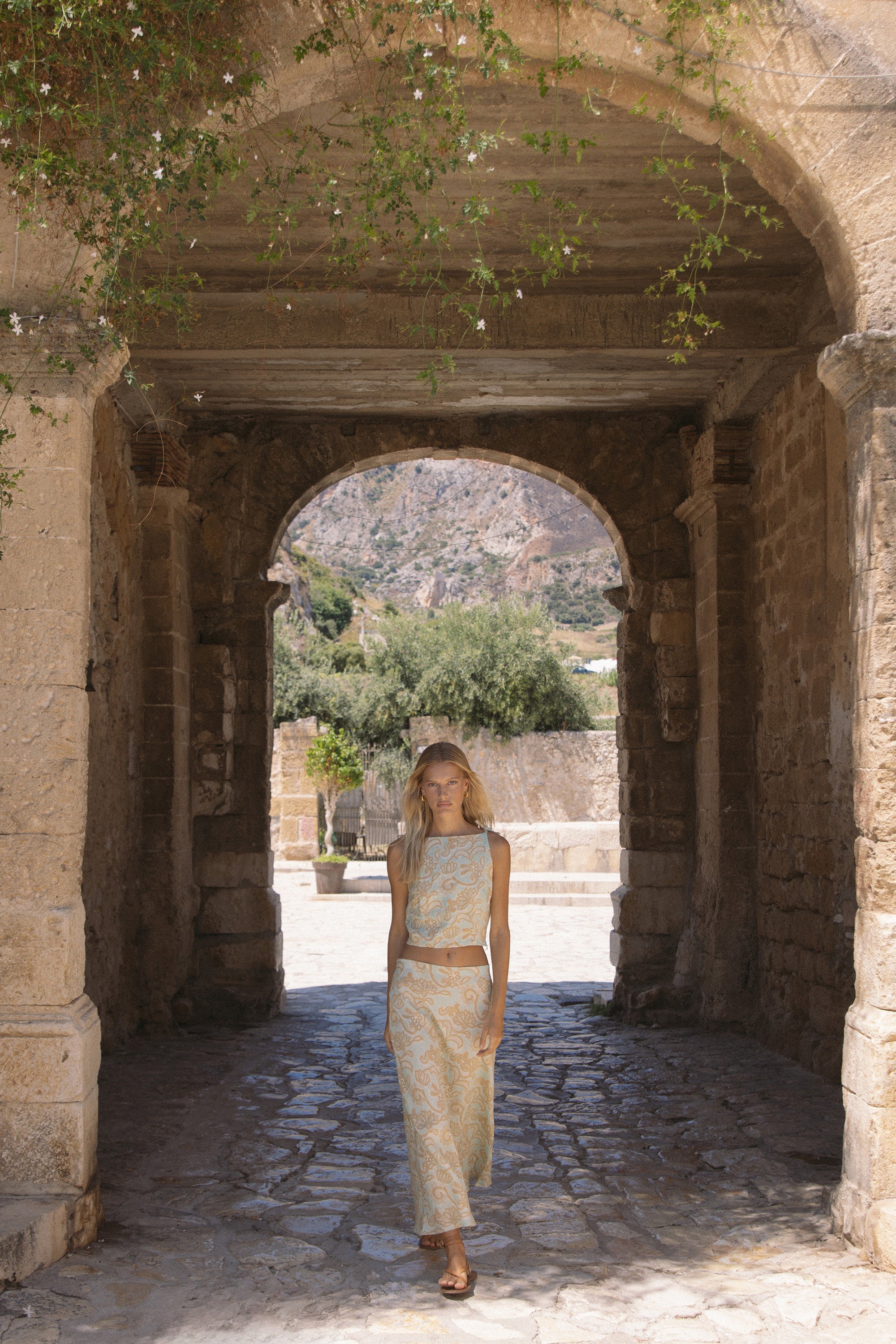 Lali Skirt - Brocade Mint