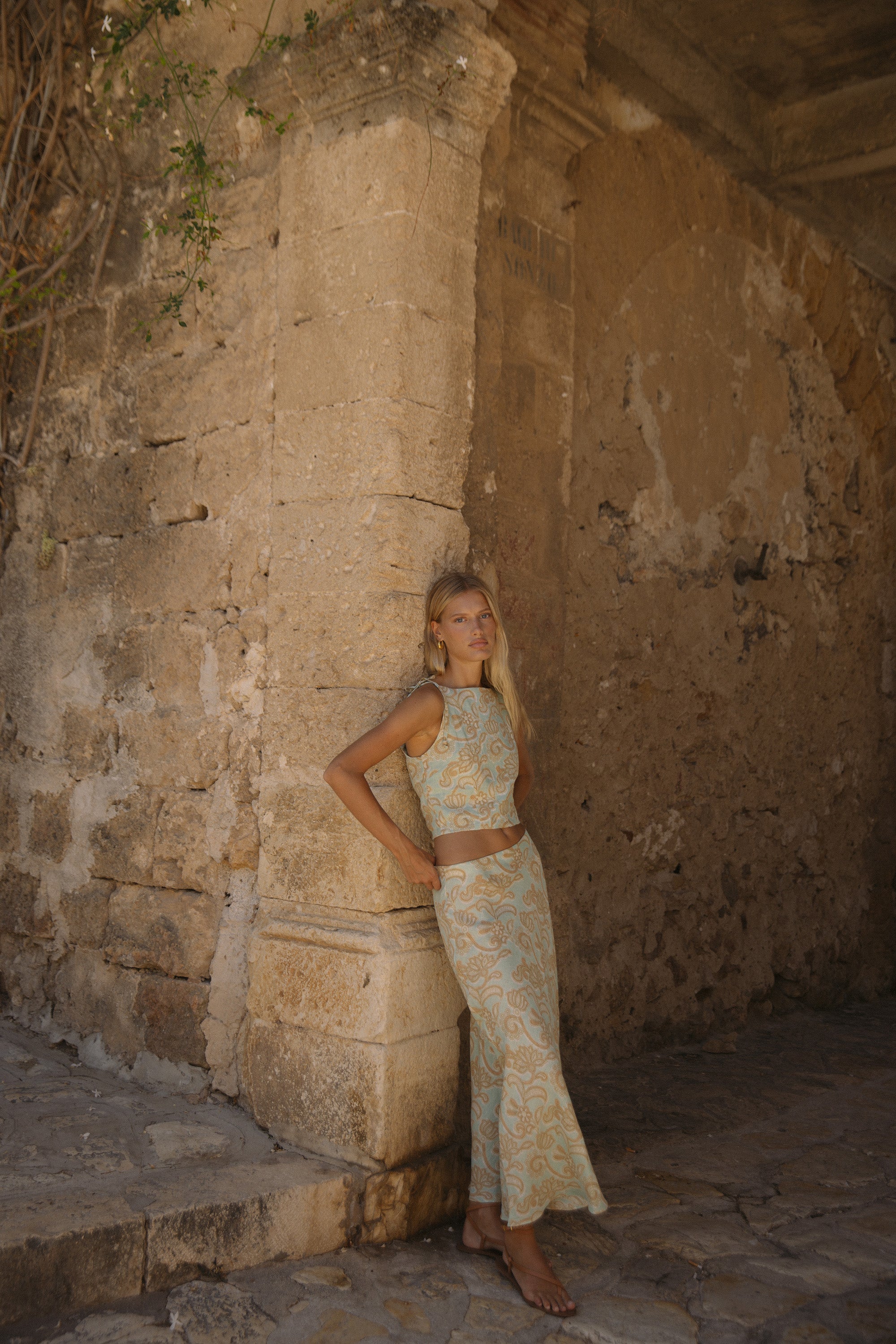 Layla Top - Brocade Mint