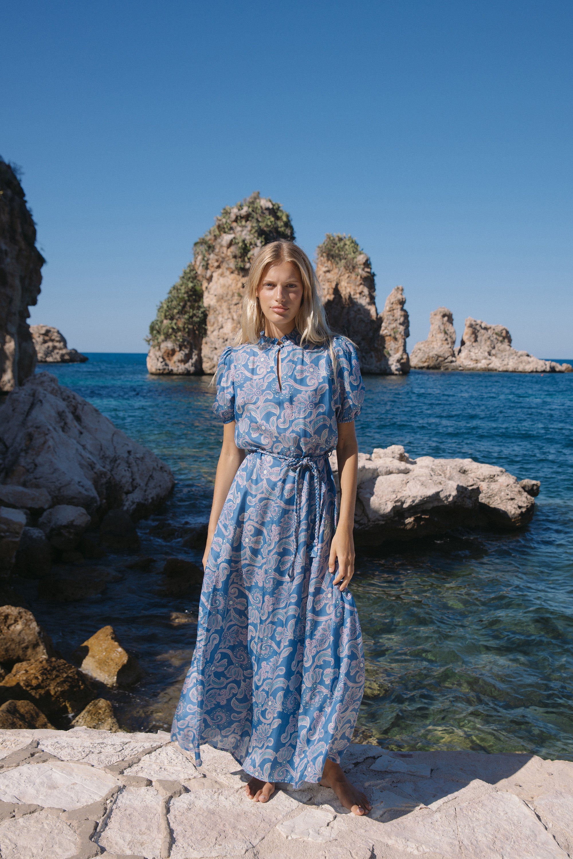 Oceanus Dress - Brocade Indigo