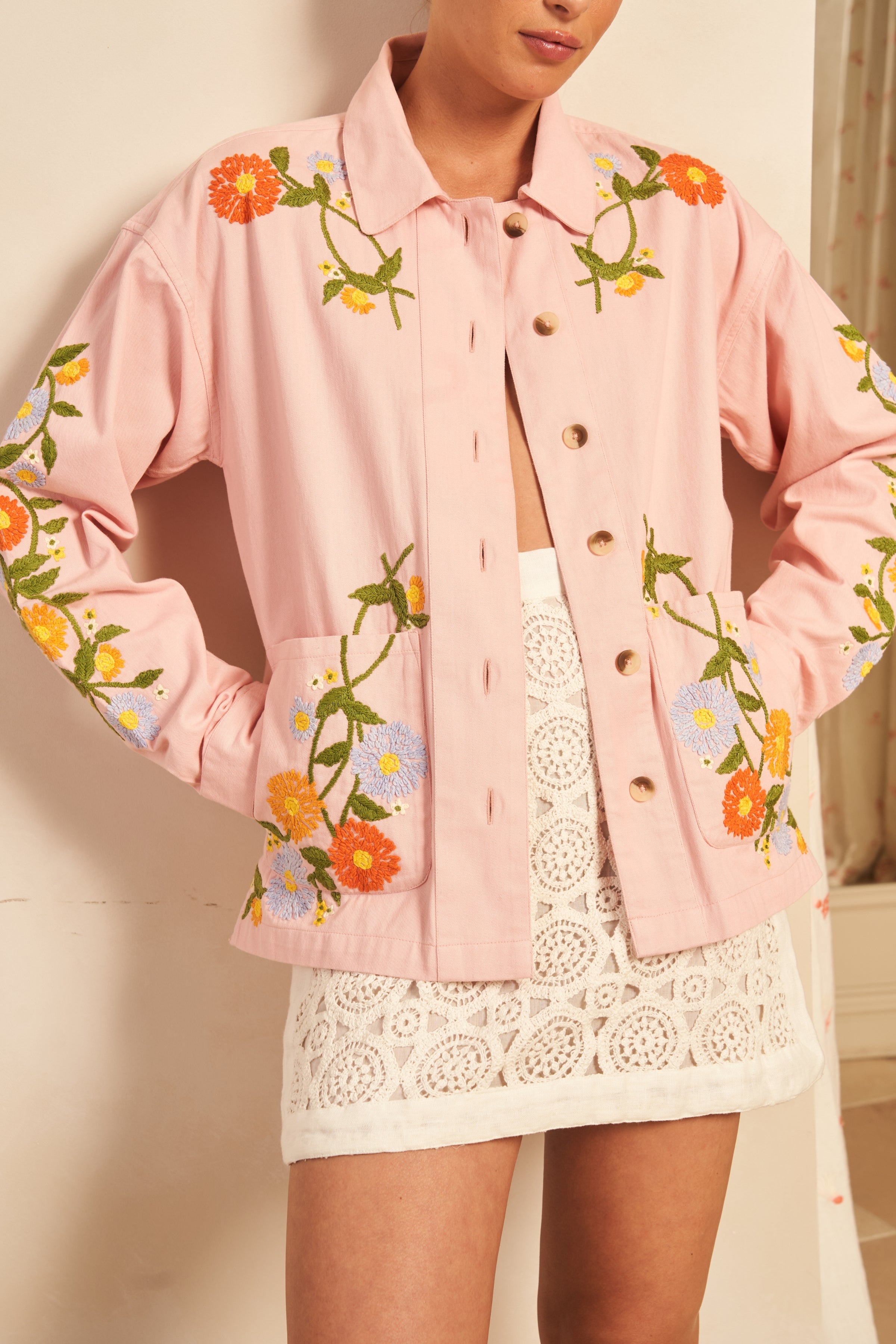 Emala Shirt Jacket, Camelia Rosa