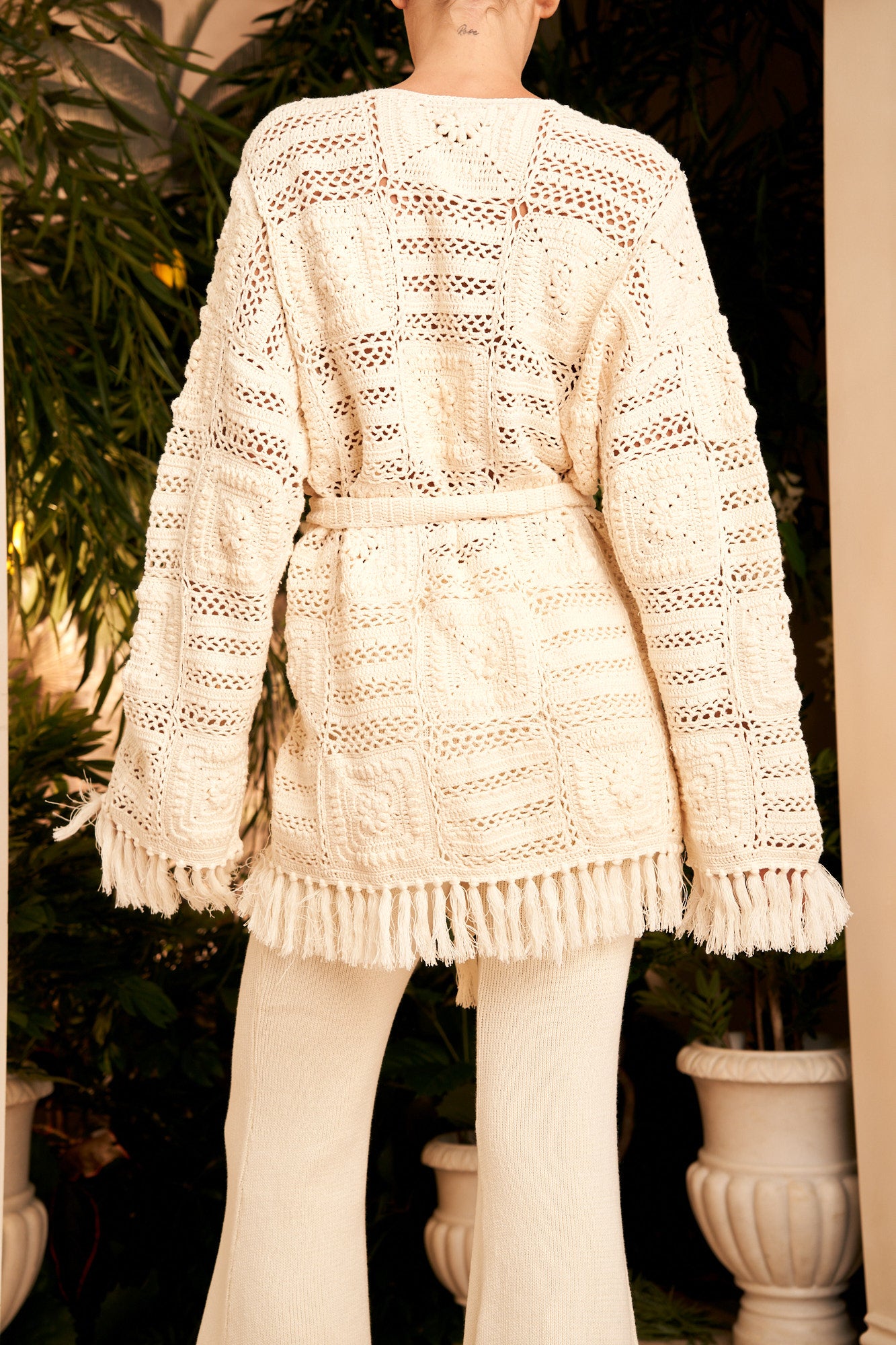 Elisa Crochet Cardigan, Dove