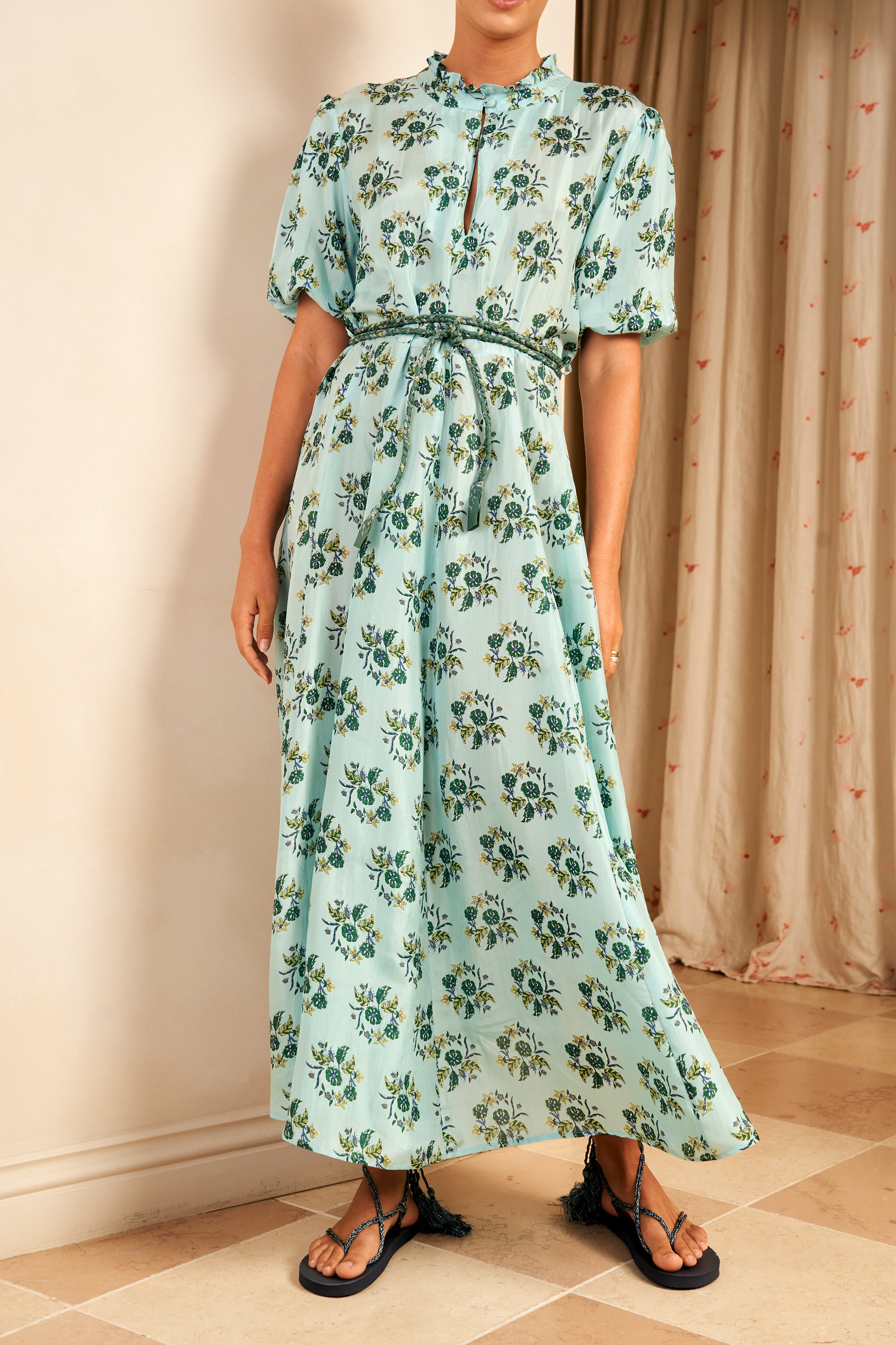 Oceanus Short Sleeve Maxi Dress, Seafoam