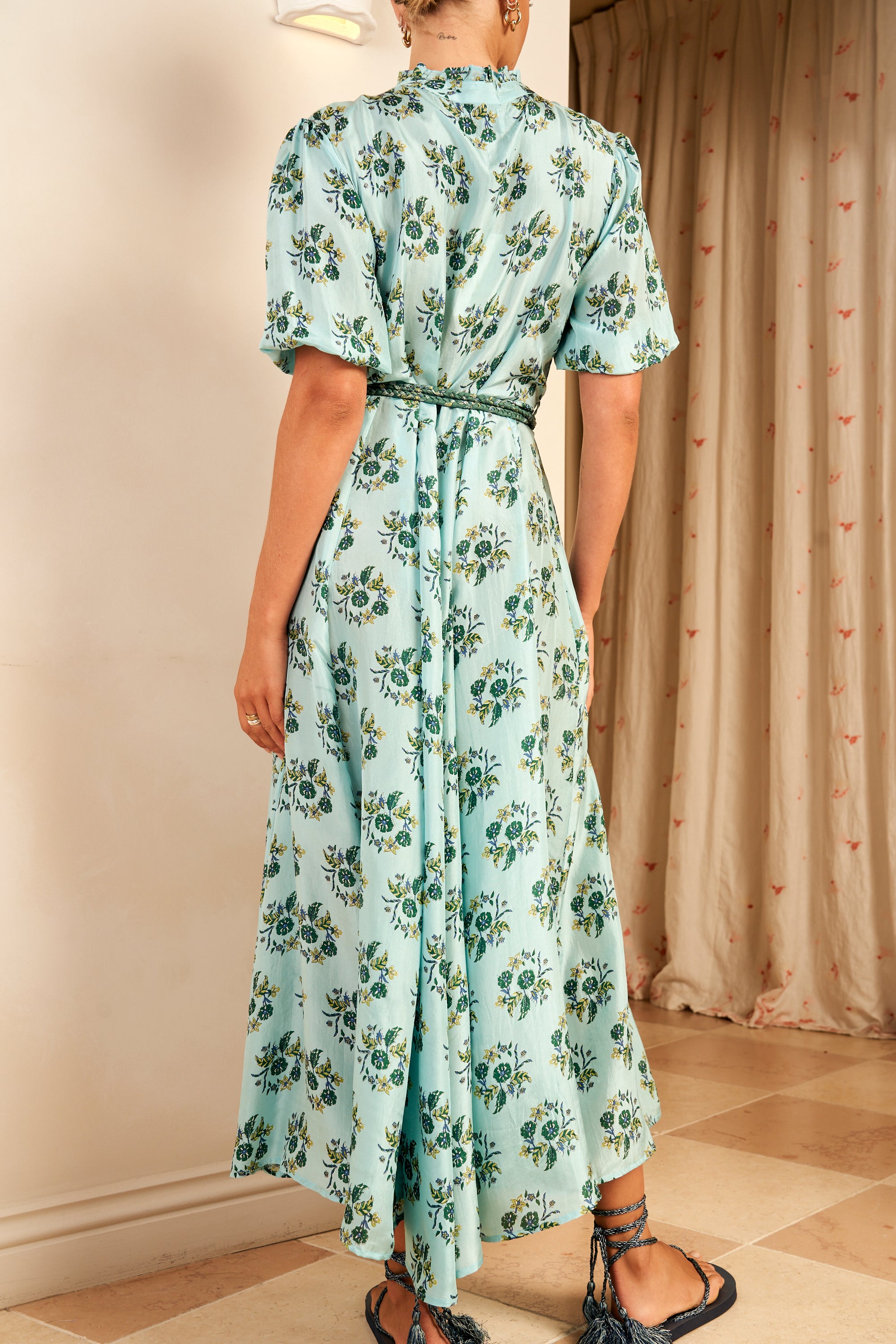 Oceanus Short Sleeve Maxi Dress, Seafoam