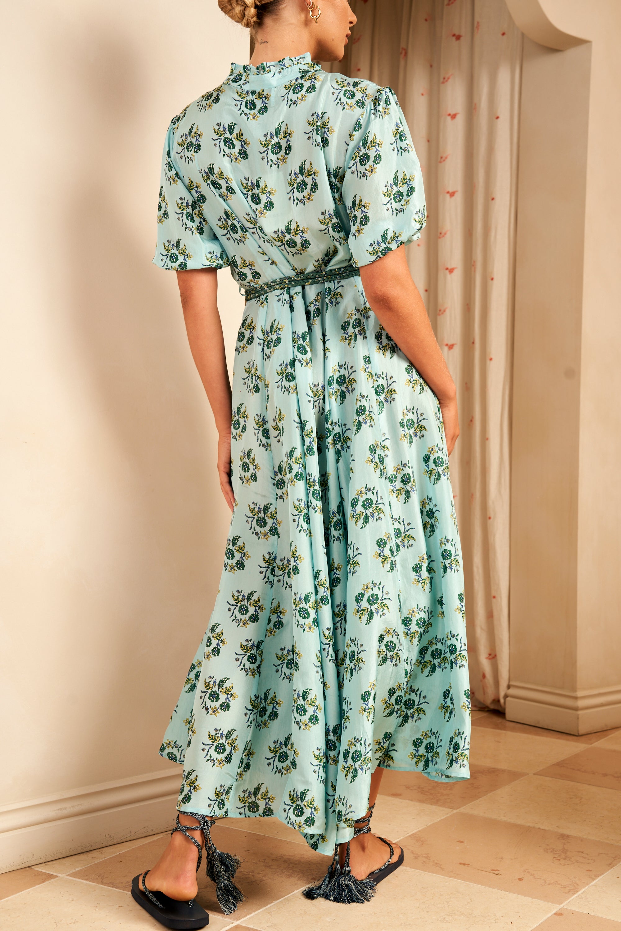 Oceanus Short Sleeve Maxi Dress, Seafoam