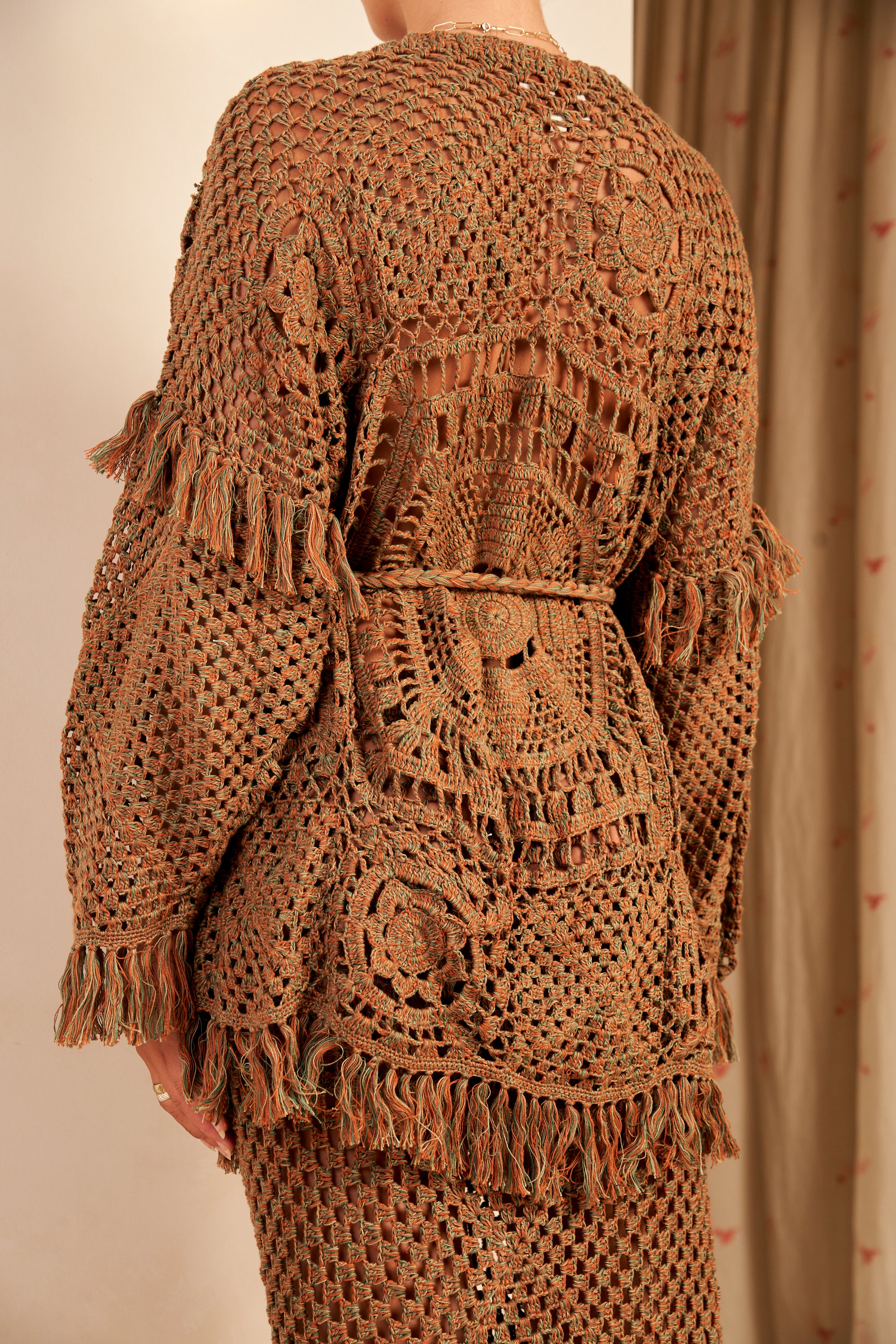 Portia Hand Crochet Cardigan, Haze