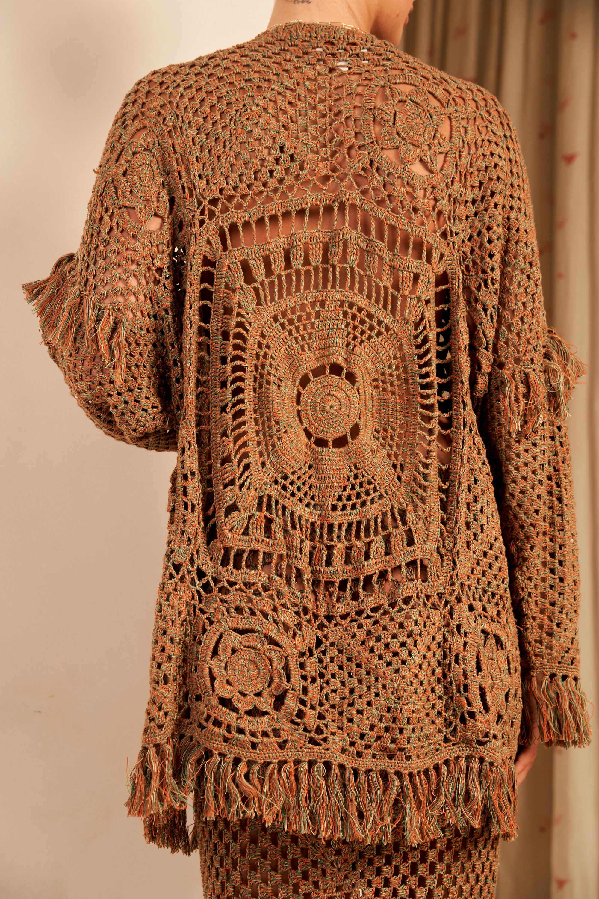 Portia Hand Crochet Cardigan, Haze