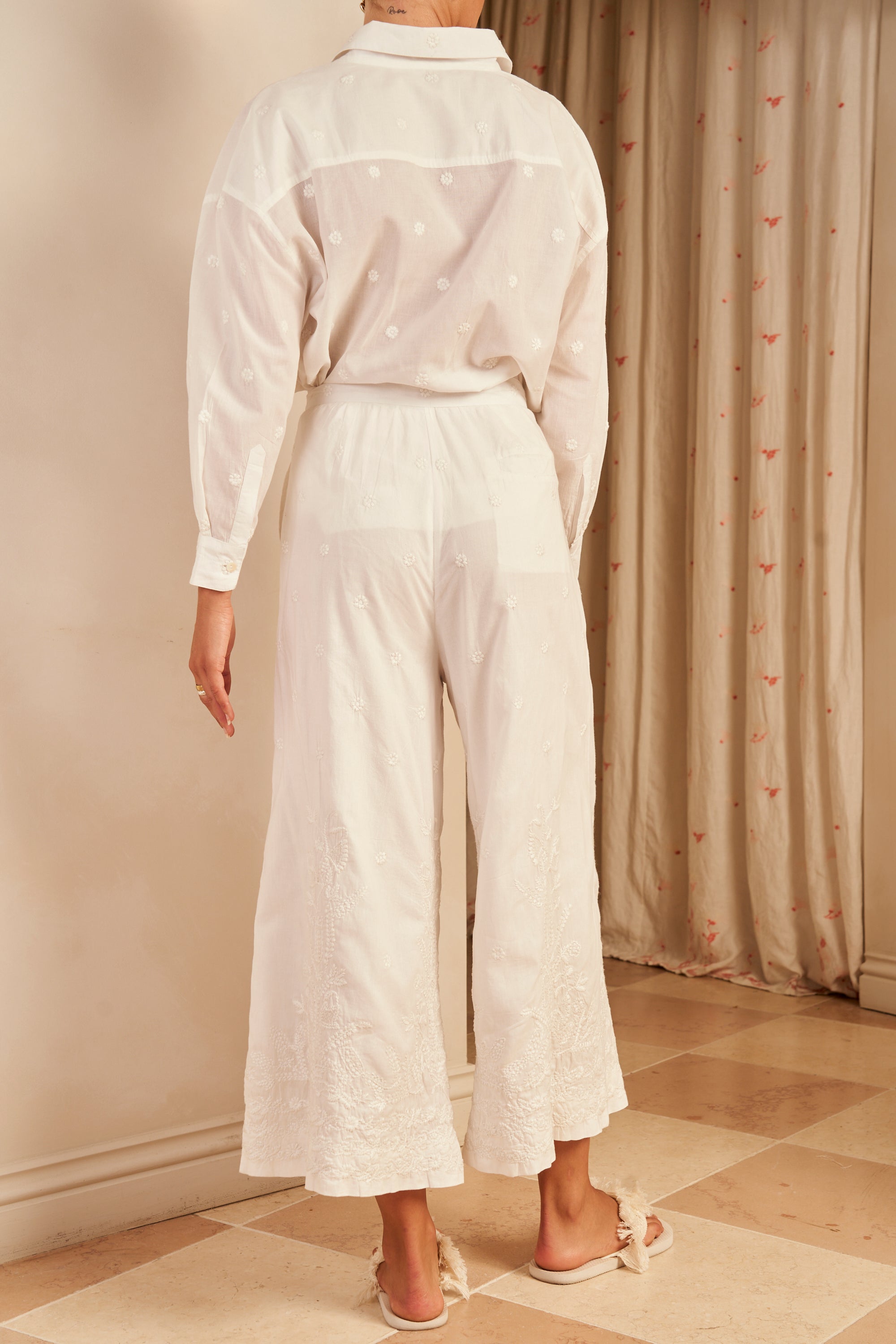 Jasmine Tailored Wide Cropped Pant, Pearl