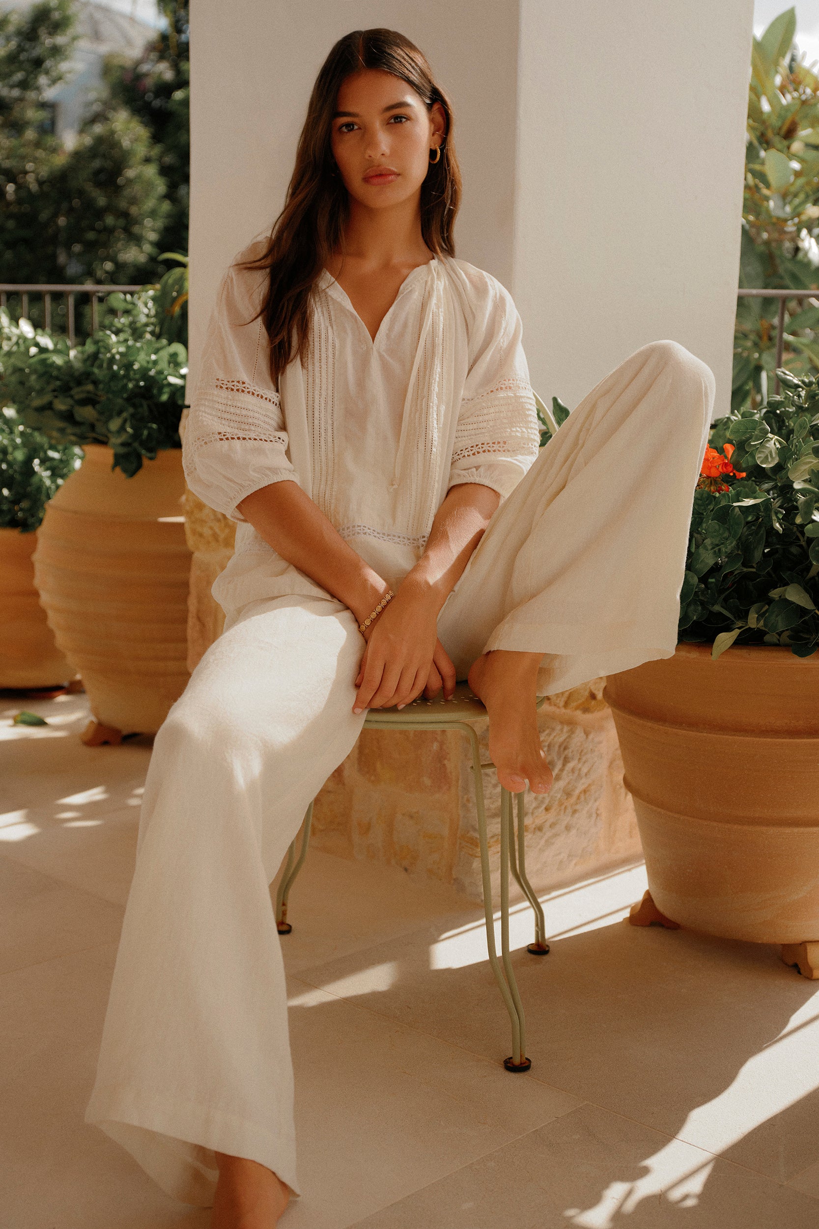 Roshi Pant - Ivory