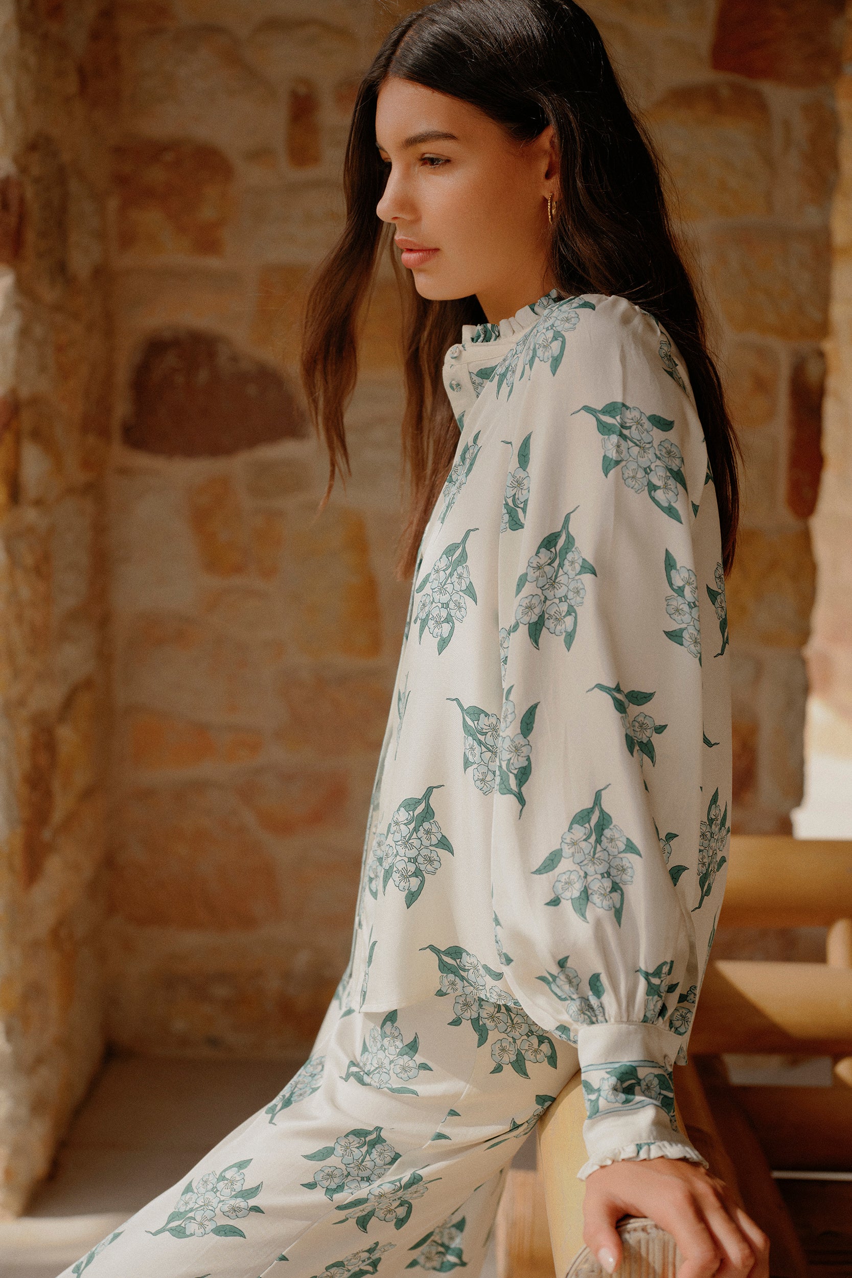 Nyra Shirt - Emerald Blossom
