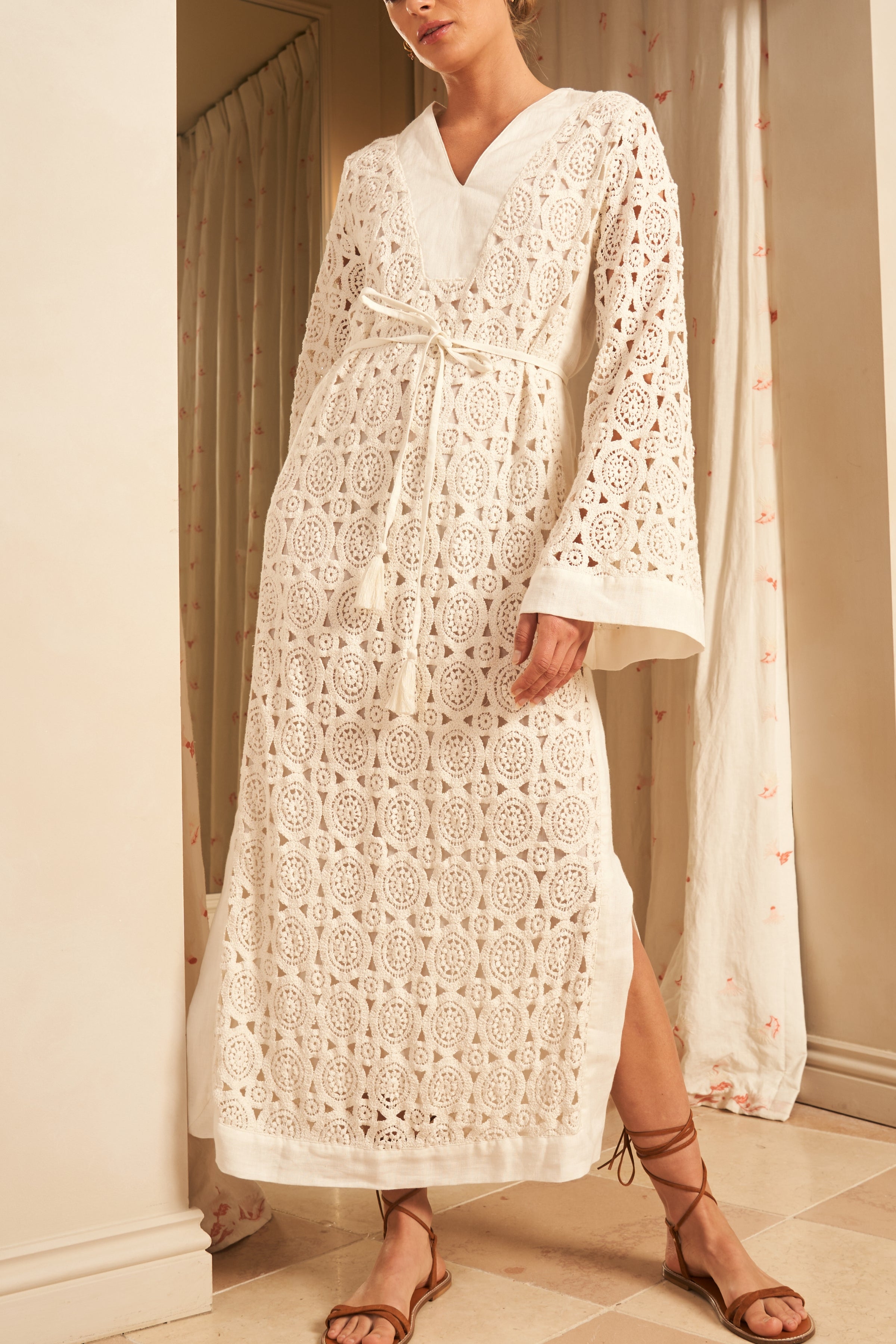 Samara Lace Kaftan Dress, Gardenia