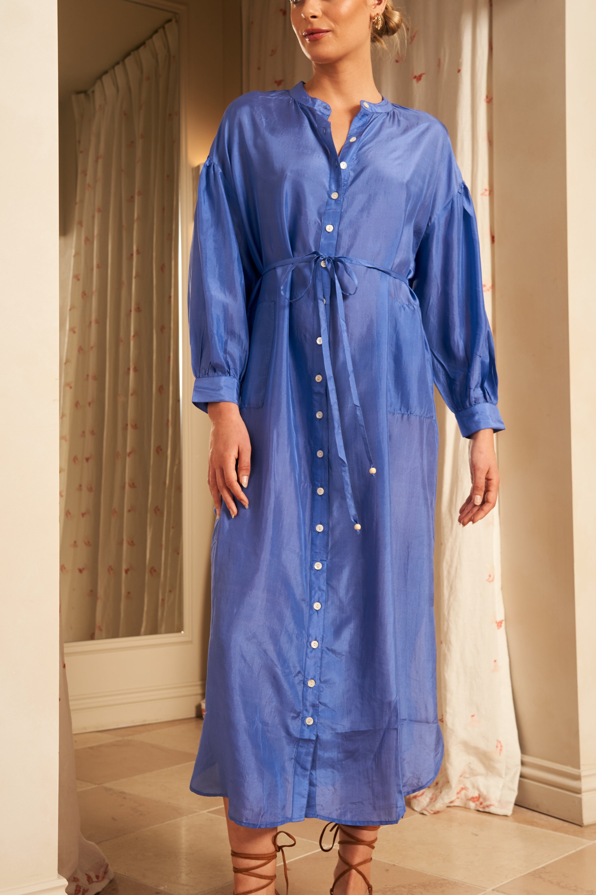 Sierra Midi Shirt Dress, Cielo