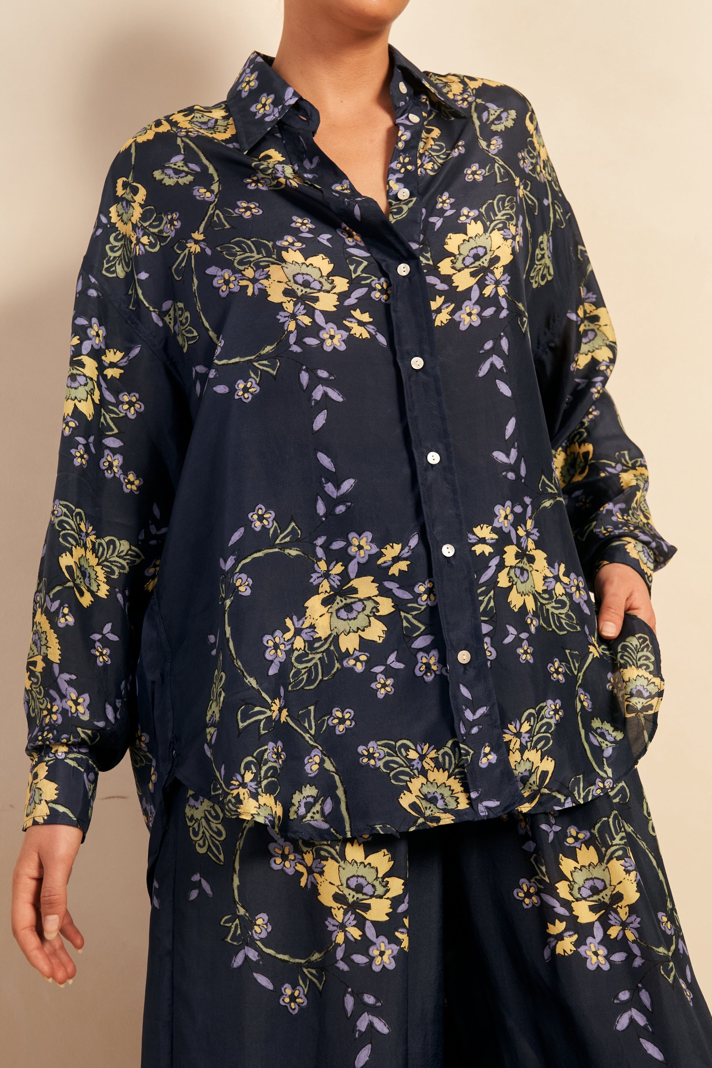 Stevie Oversized Shirt, Jasmine Indigo