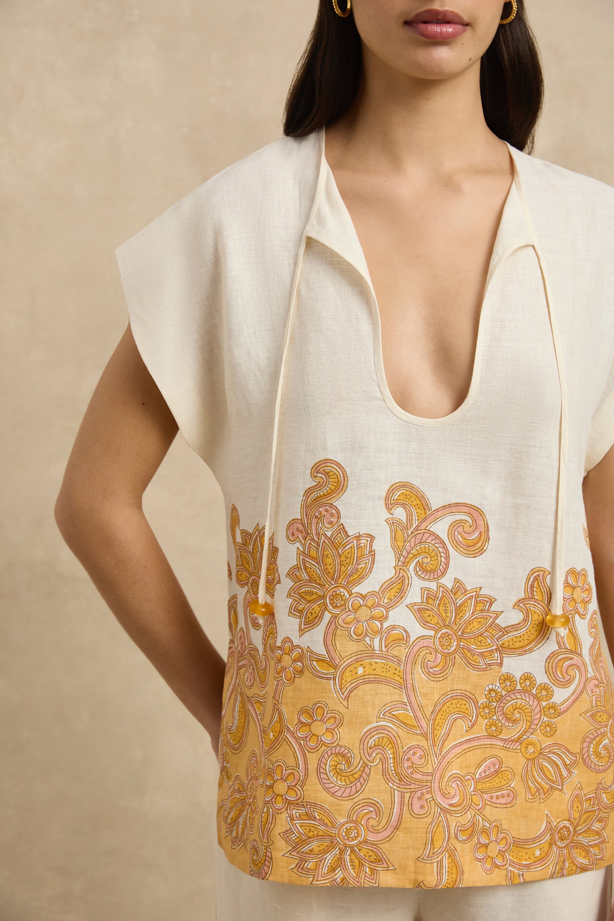 Amara Top - Brocade Apricot