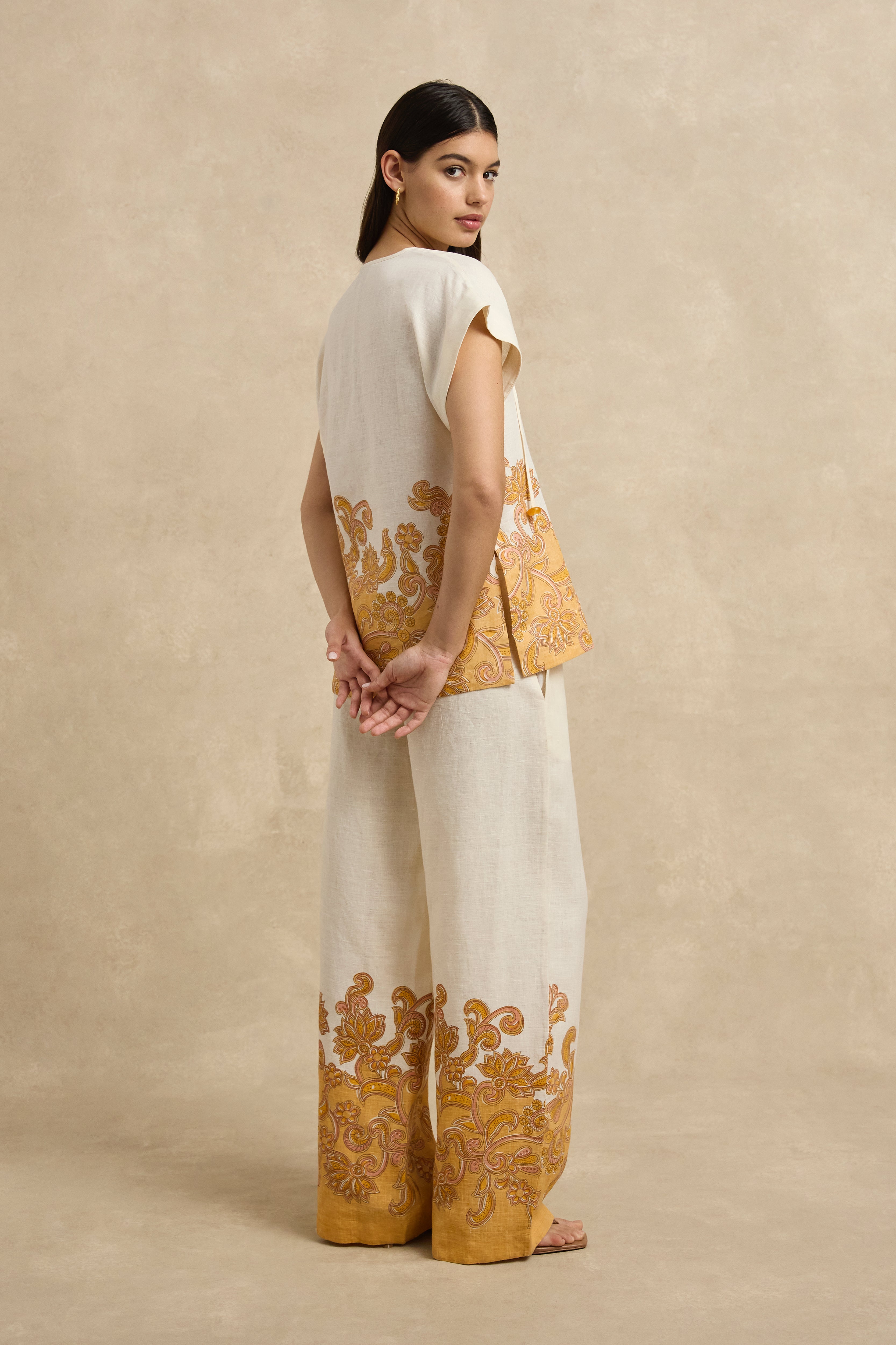 Florentine Pant - Brocade Apricot