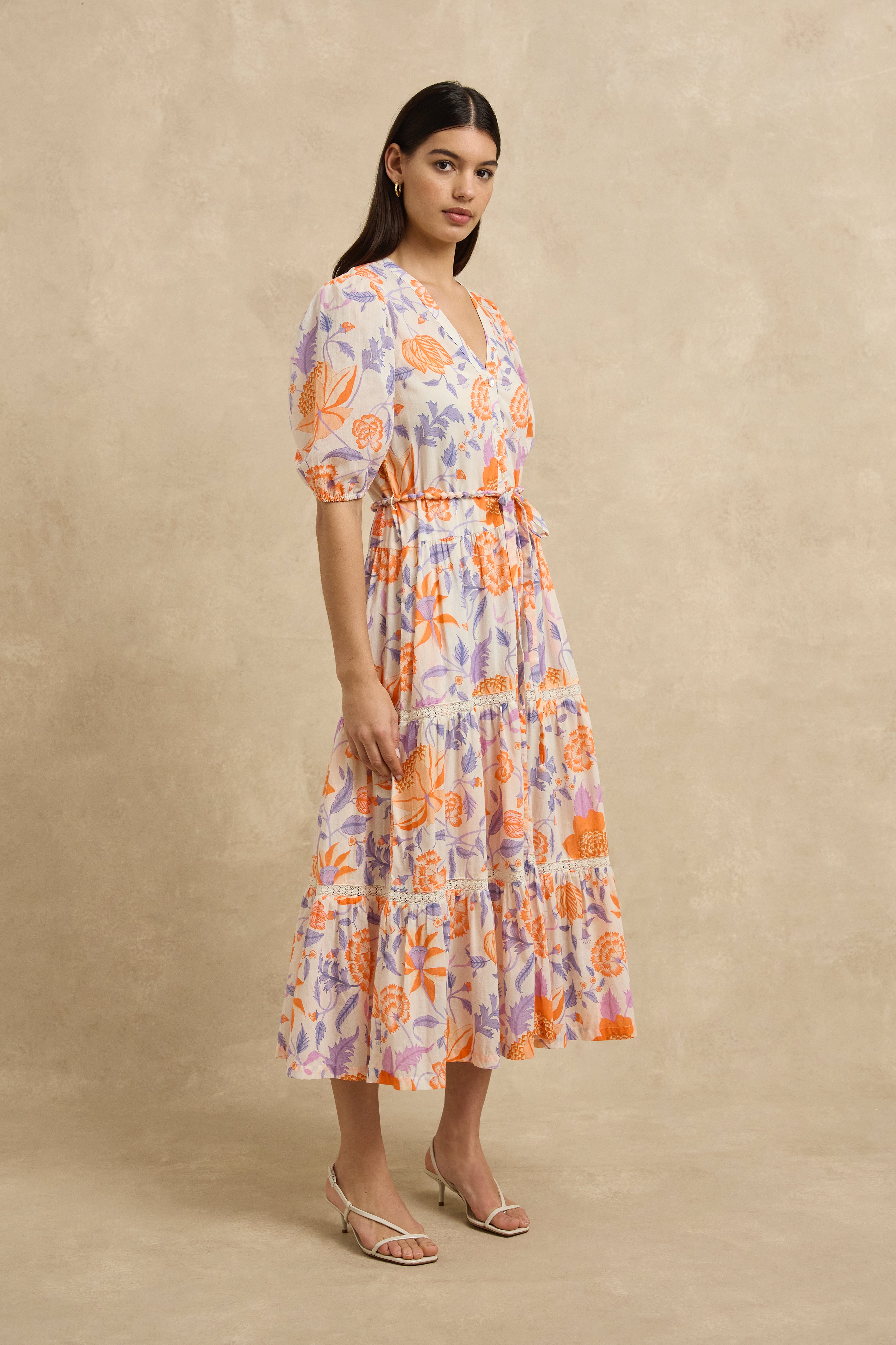 Anyeta Dress - Shellflower Tangerine