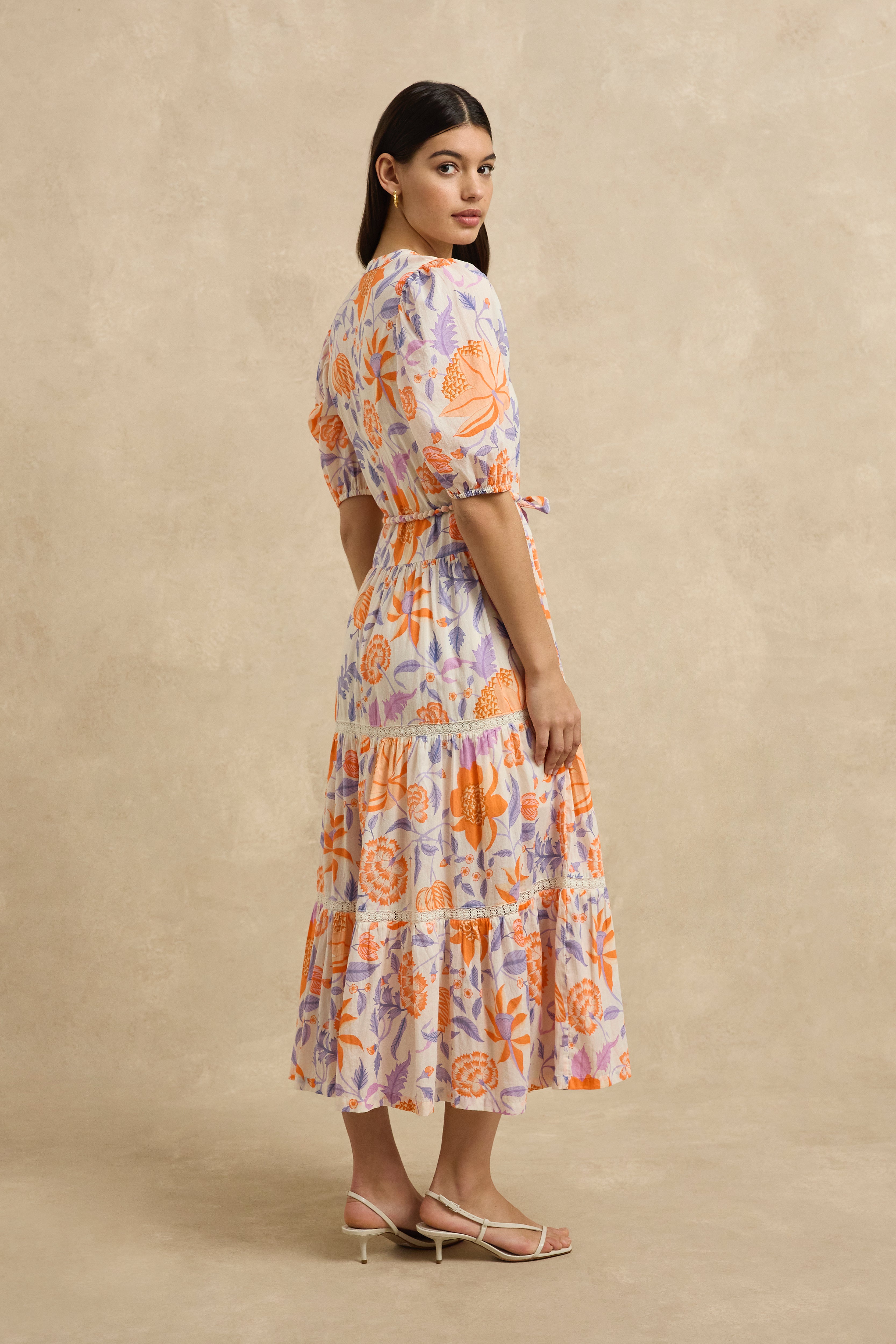 Anyeta Dress - Shellflower Tangerine