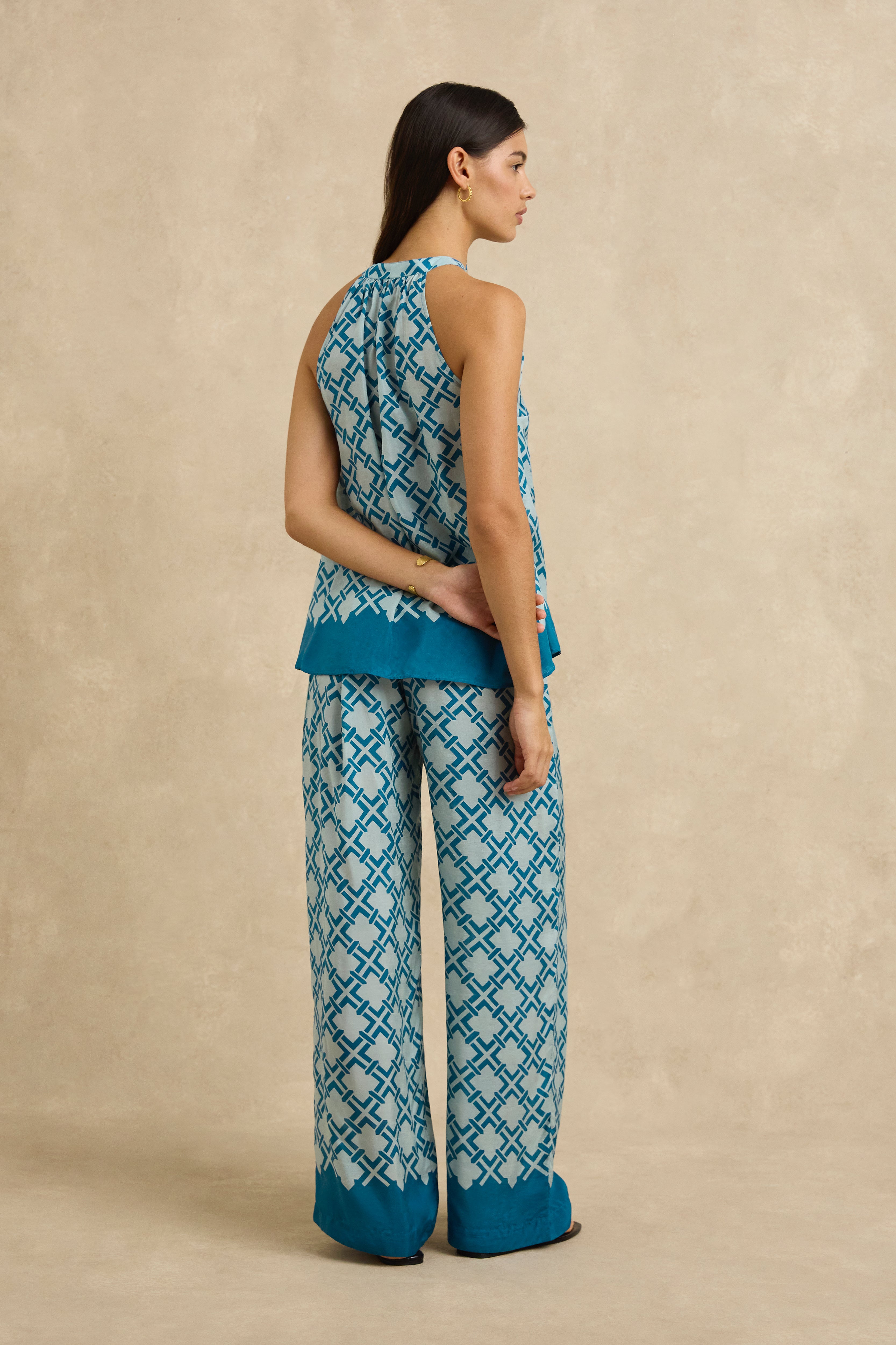 Asha Top - Lattice Blue