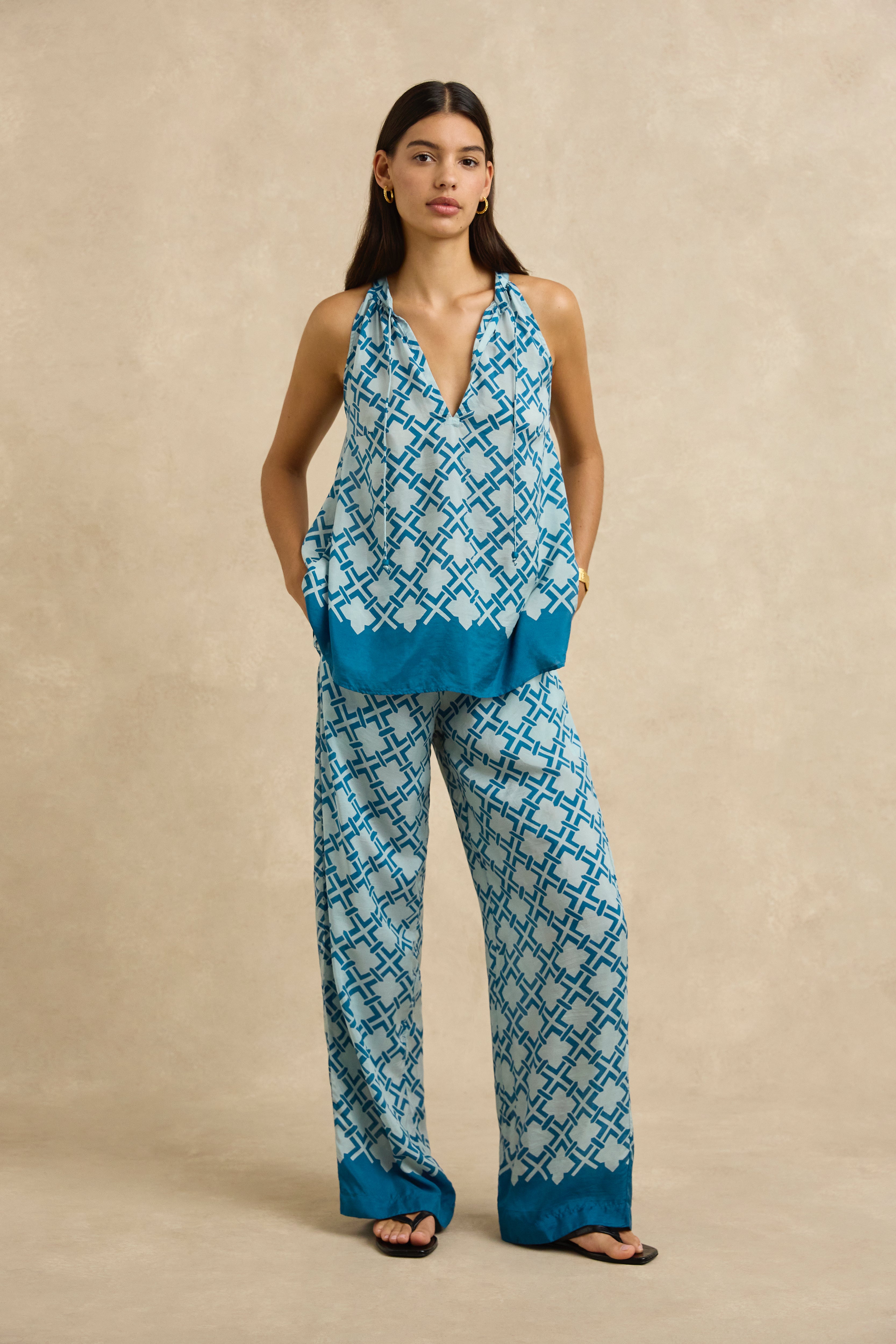 Asha Top - Lattice Blue