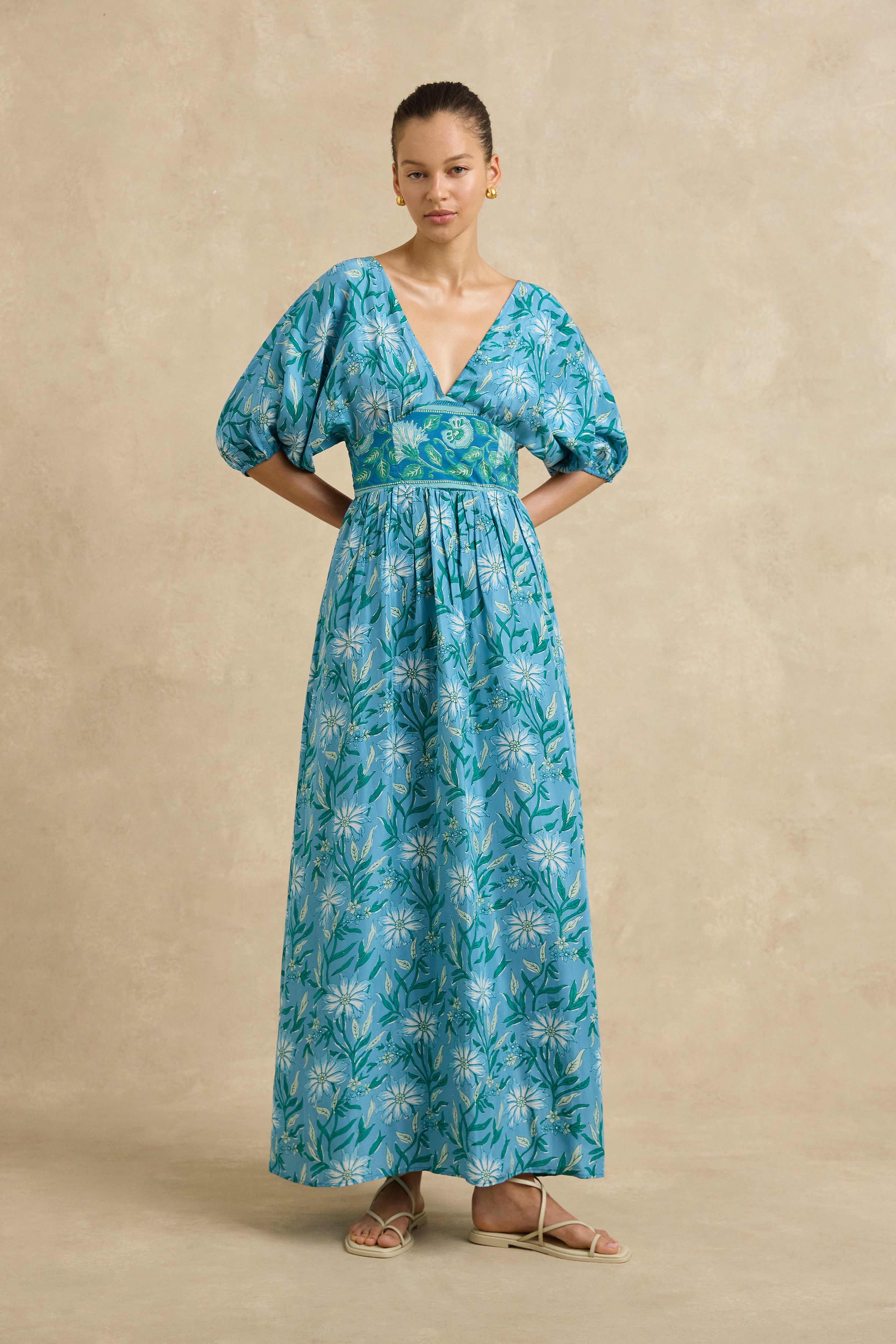 Clara Dress - Spring Daisy Blue