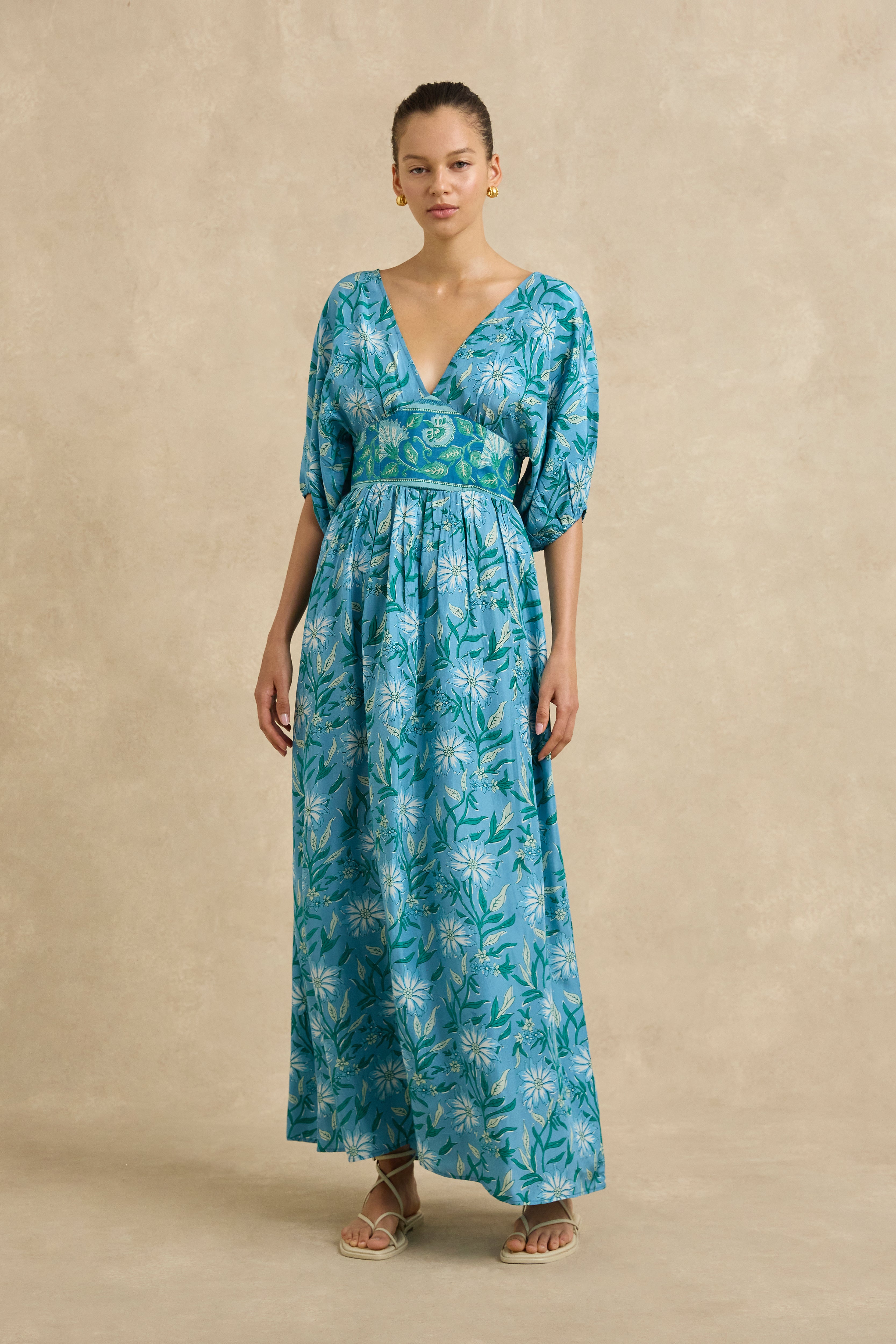 Clara Dress - Spring Daisy Blue