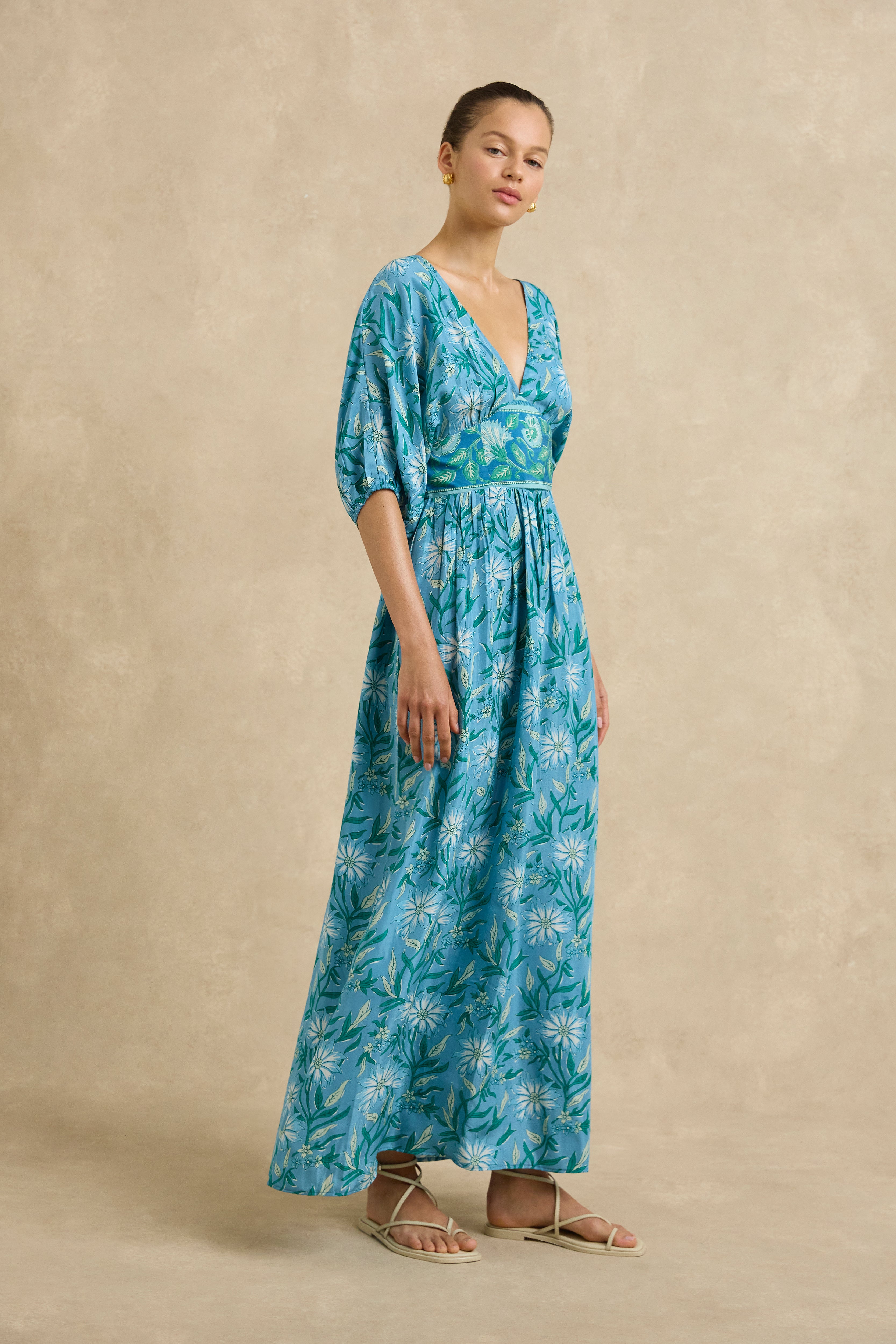 Clara Dress - Spring Daisy Blue