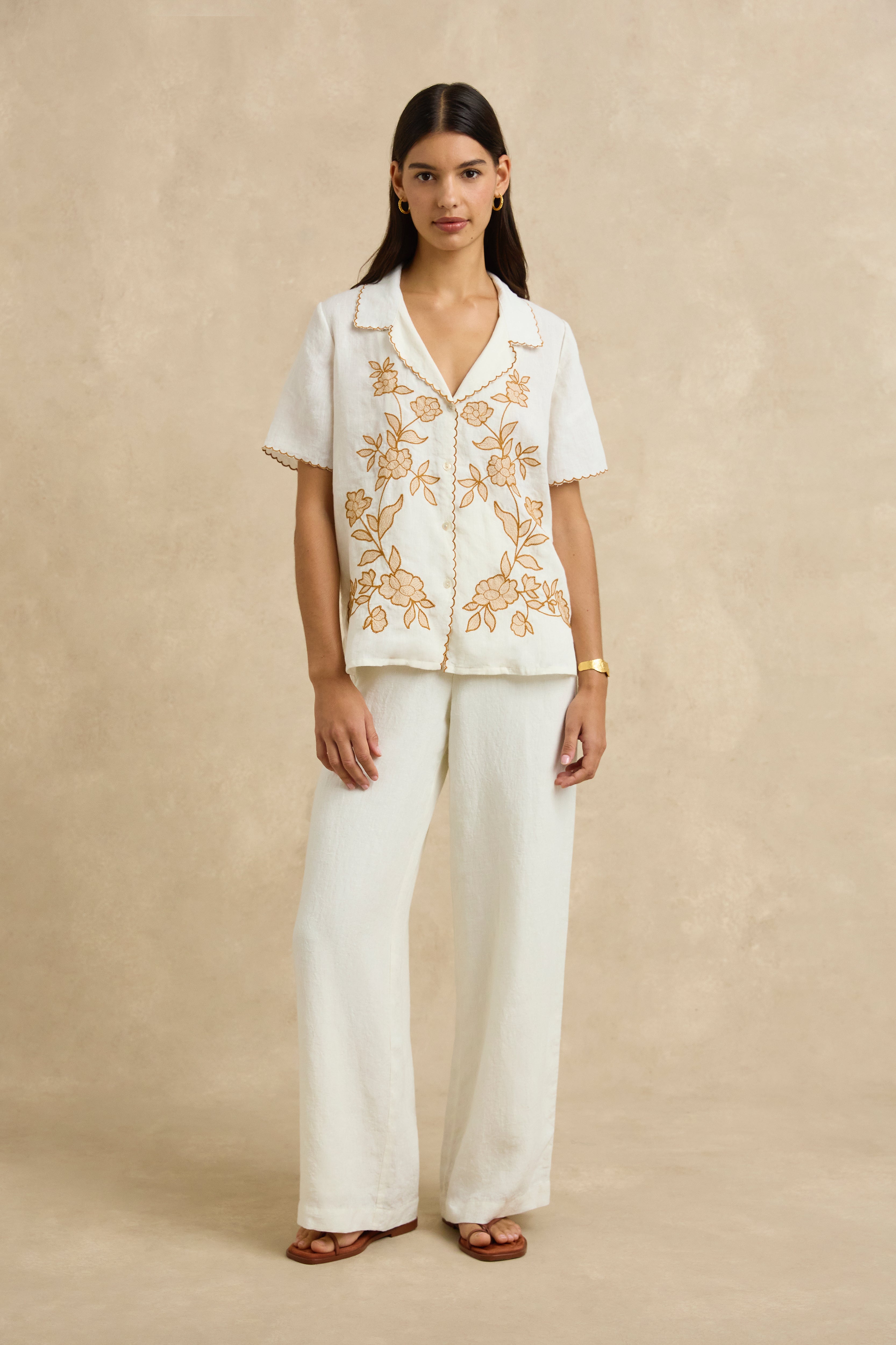 Gabriella Shirt - Ivory Embroidery