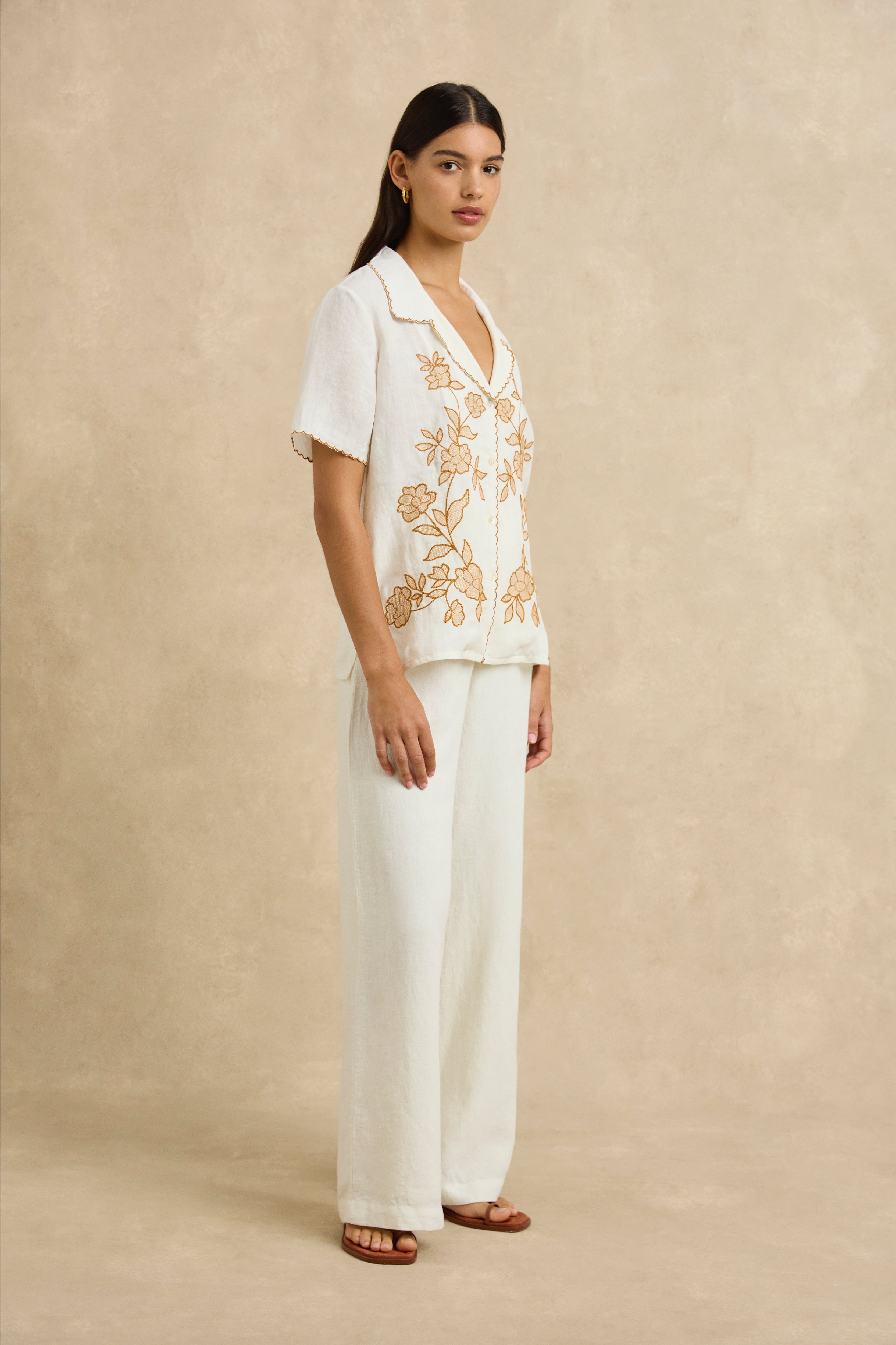 Gabriella Shirt - Ivory Embroidery
