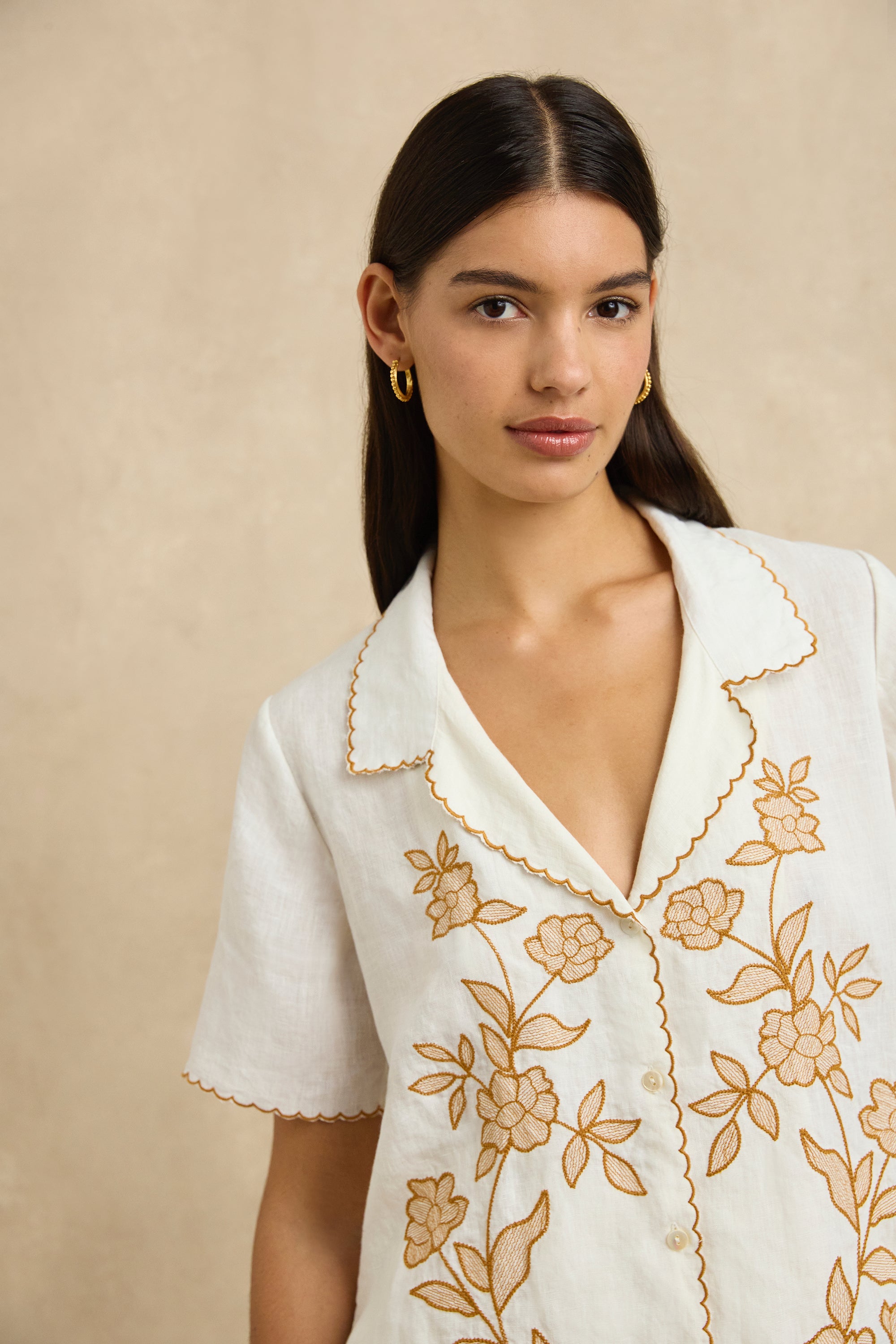 Gabriella Shirt - Ivory Embroidery