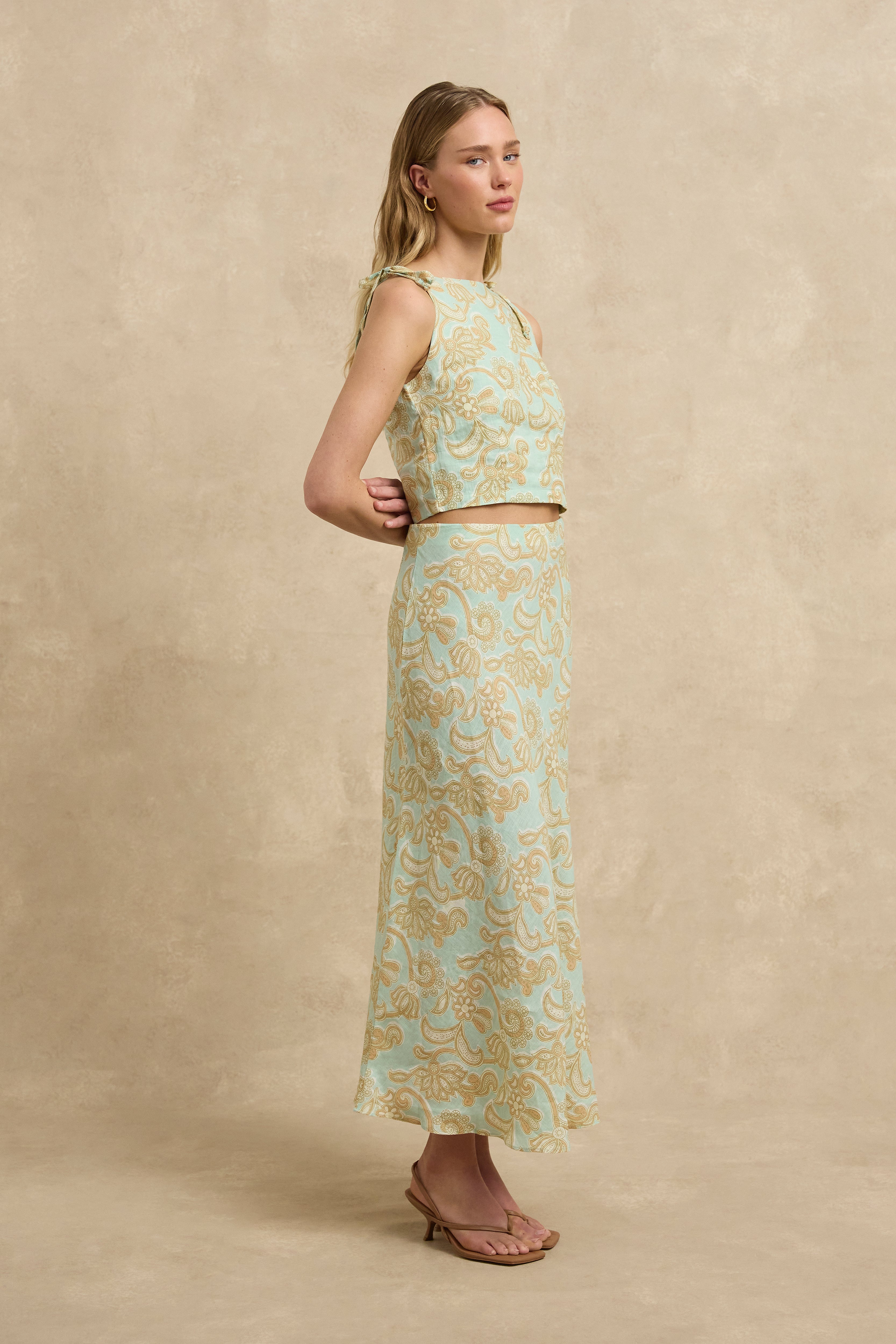 Lali Skirt - Brocade Mint
