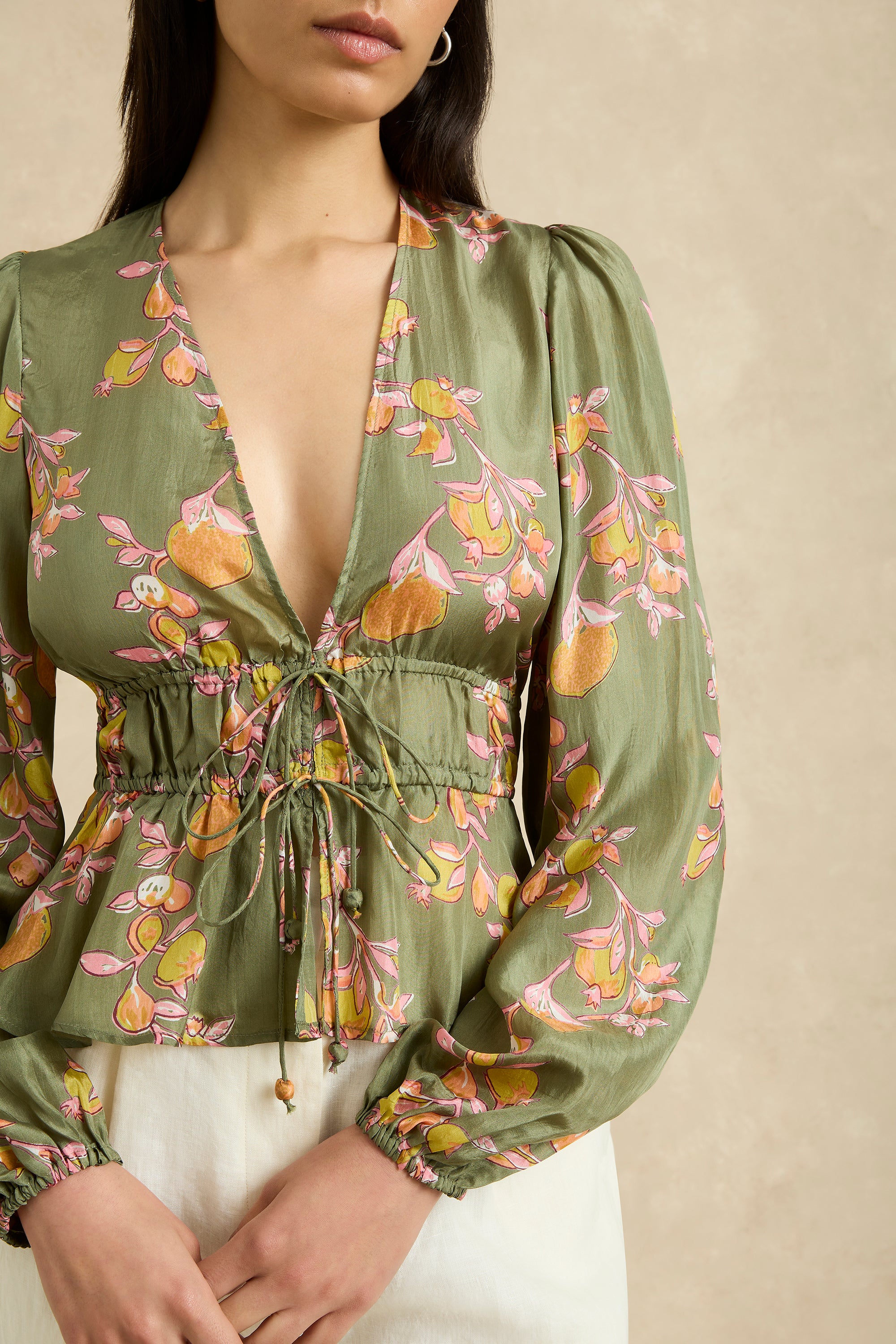 Lola Blouse - Pomegranate Khaki