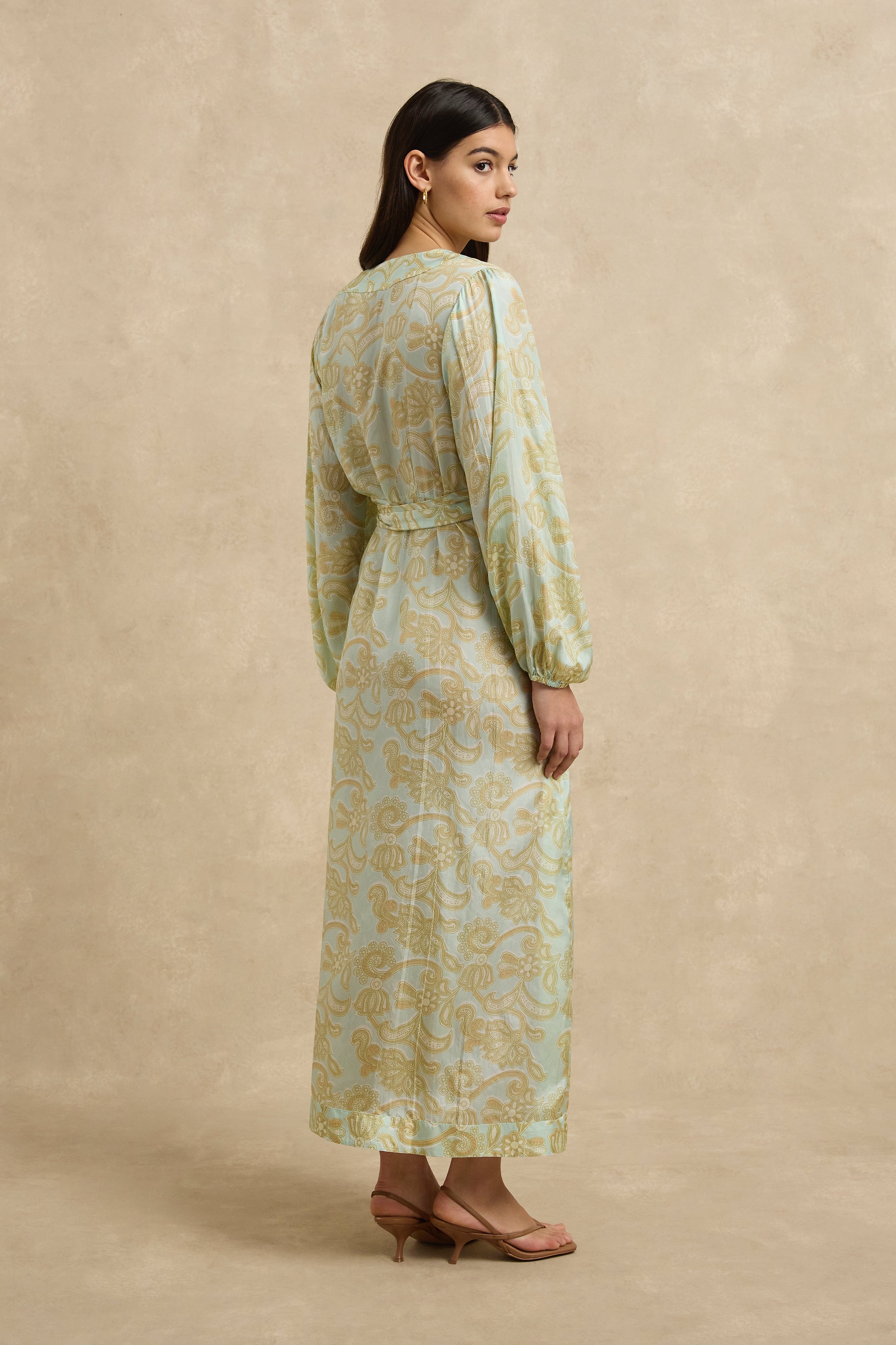 Luna Wrap Dress - Brocade Mint