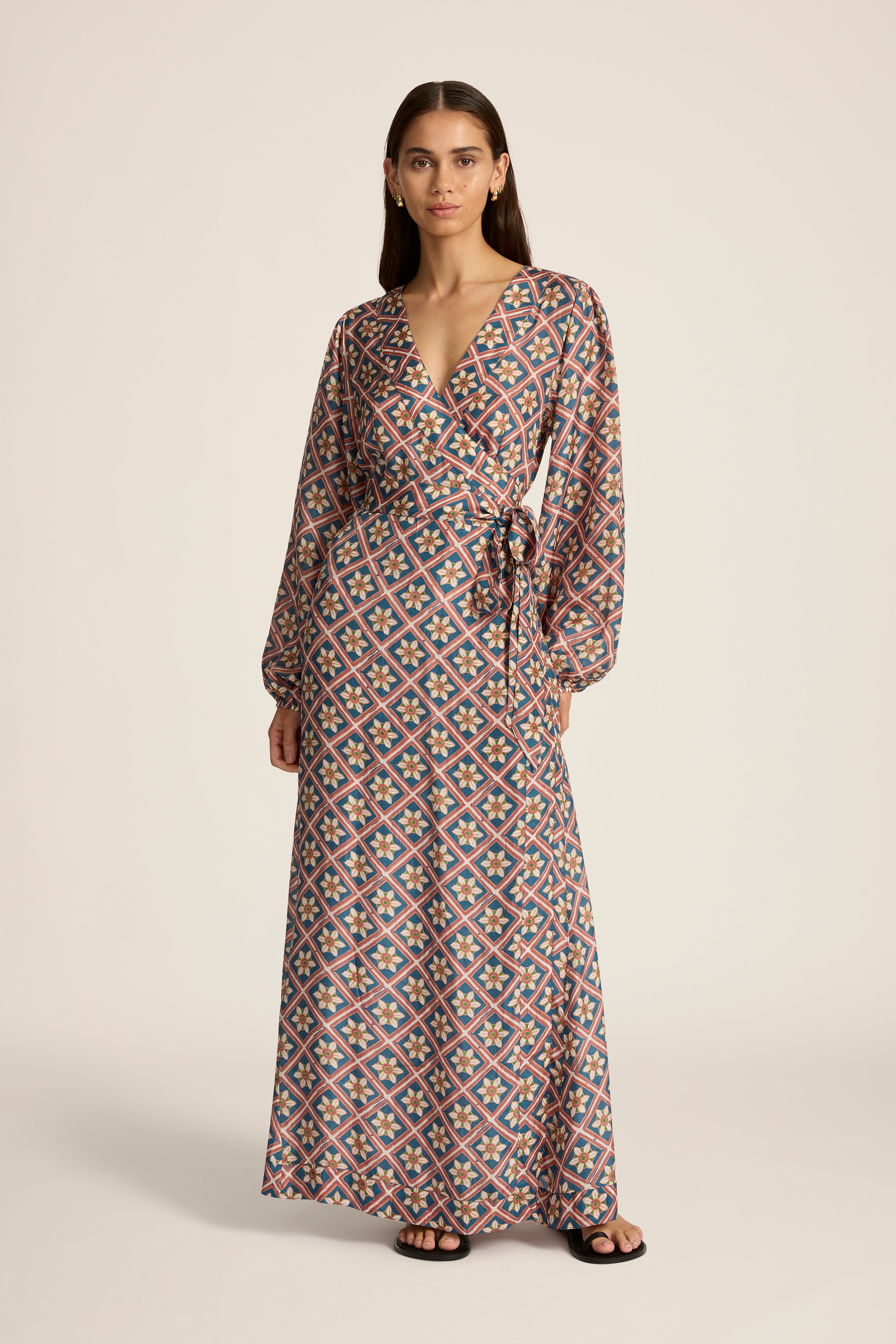 Luna Maxi Wrap Dress - Talavera Indigo