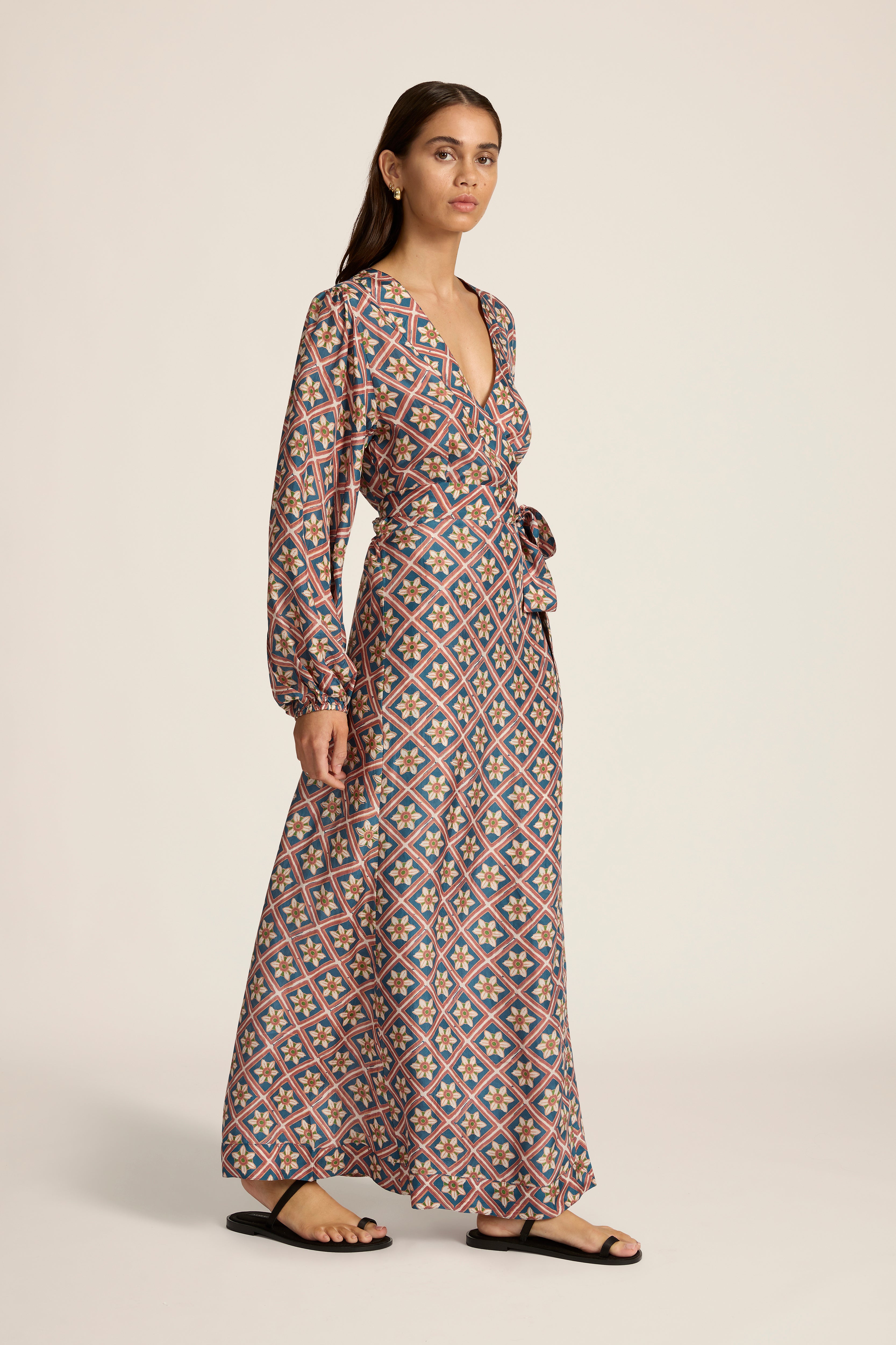 Luna Maxi Wrap Dress - Talavera Indigo