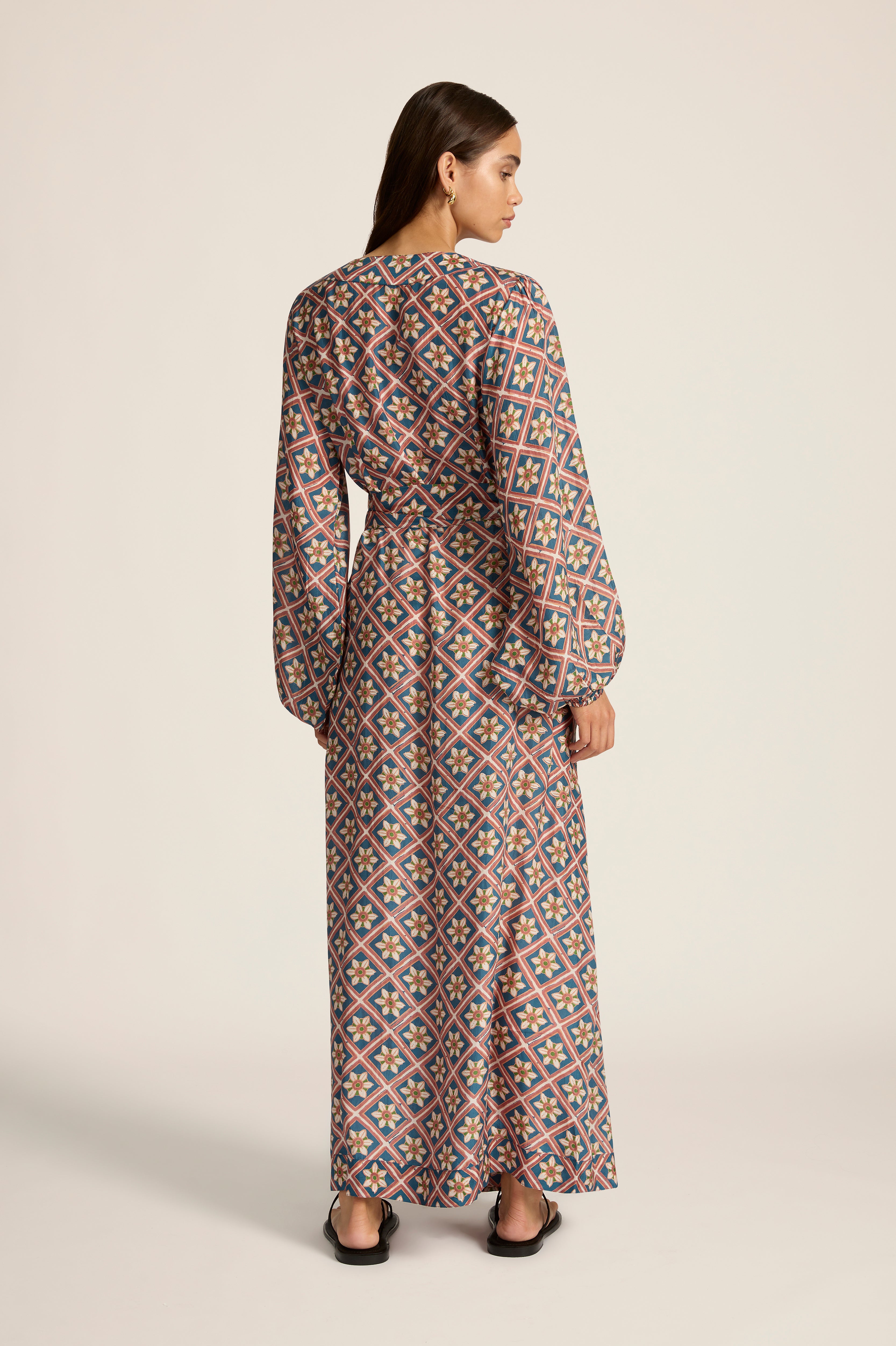 Luna Maxi Wrap Dress - Talavera Indigo