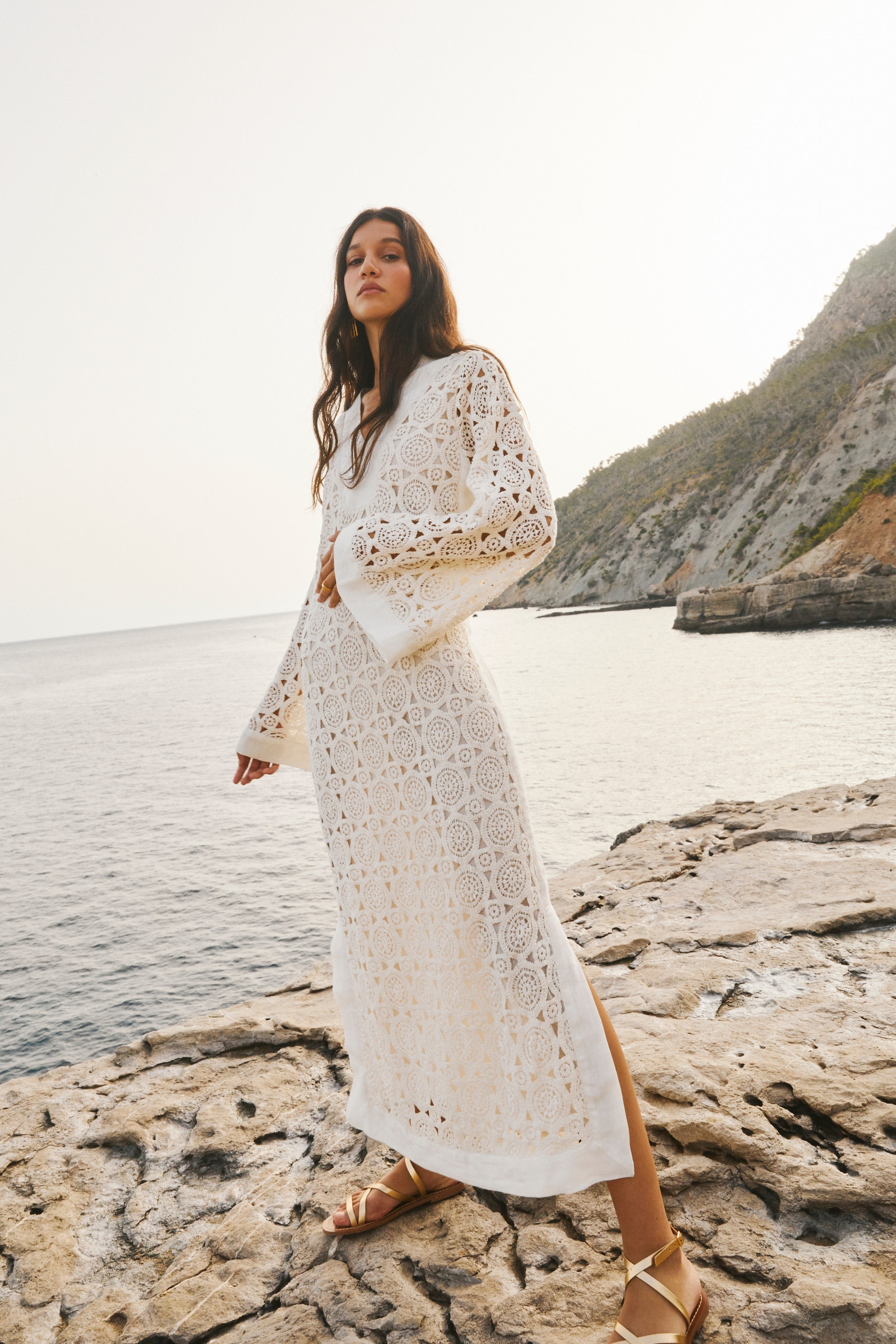 Samara Lace Kaftan Dress, Gardenia